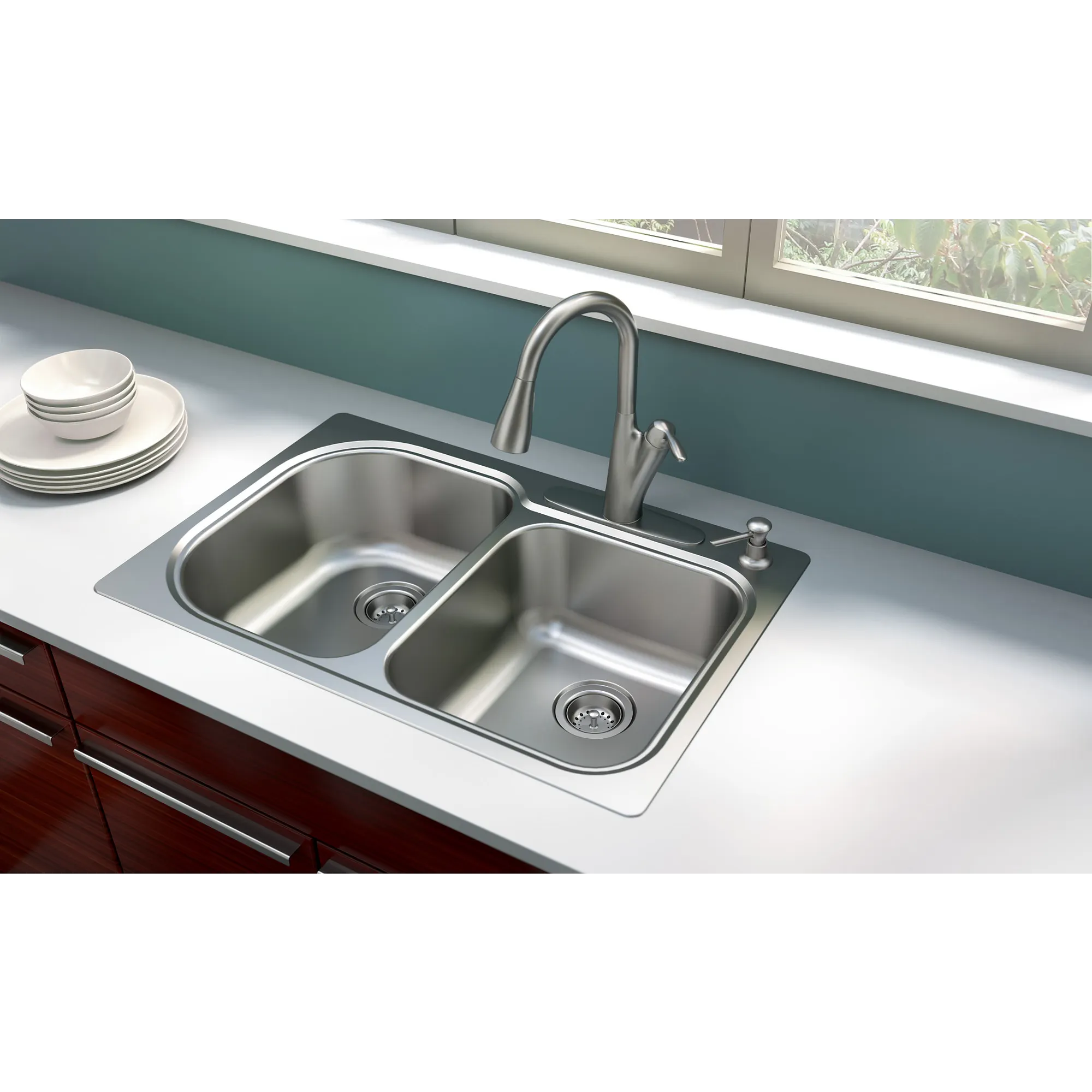 Harlon Chrome one-handle high arc pulldown kitchen faucet - Image 3