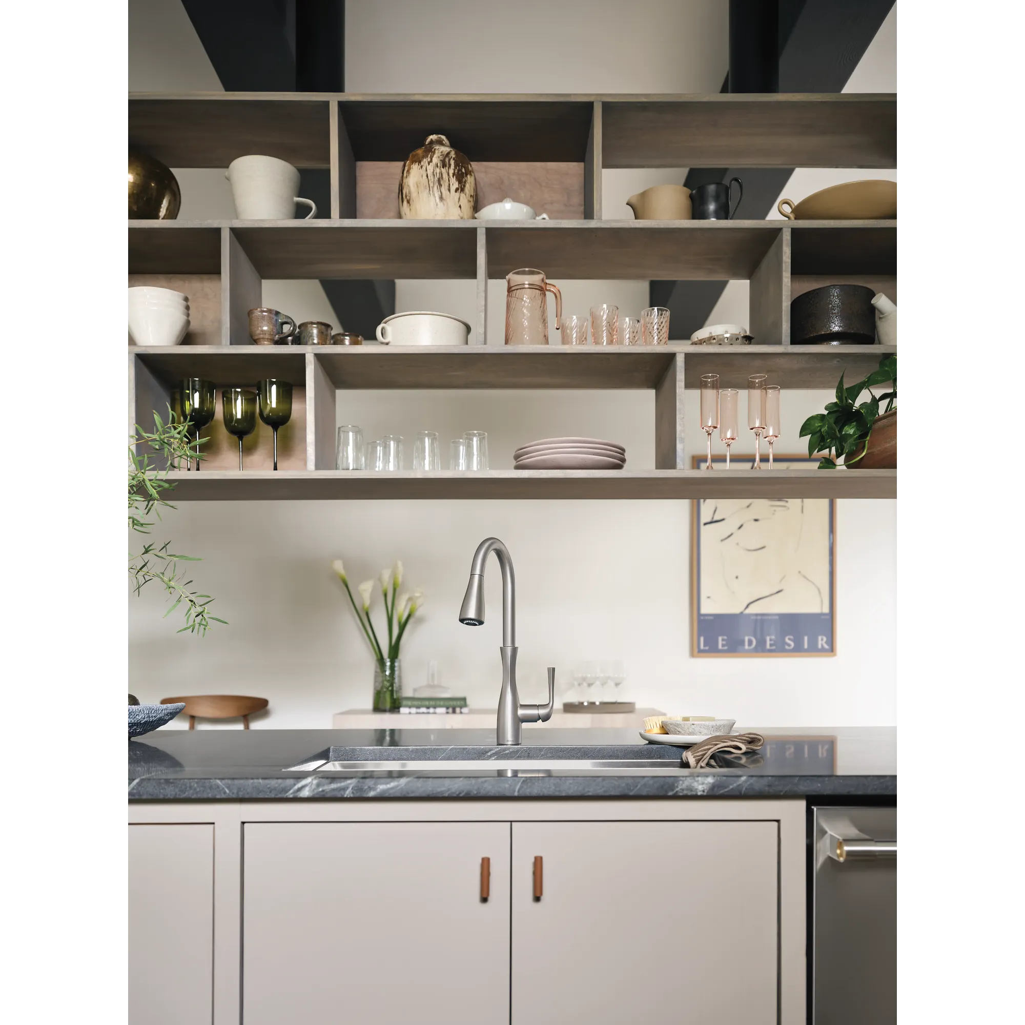 Arlia Chrome one-handle high arc pulldown kitchen faucet - Image 39
