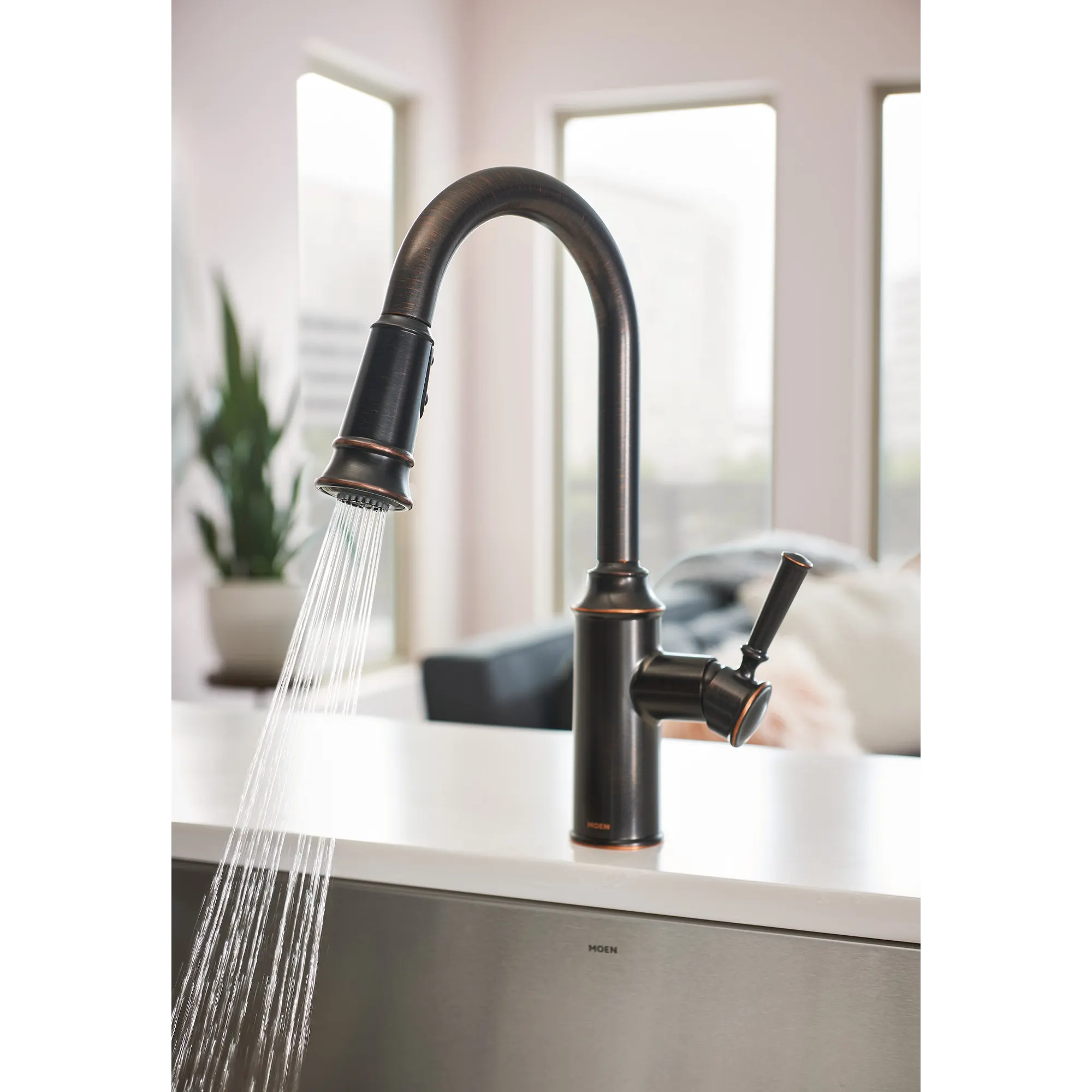 Glenshire Chrome one-handle high arc pulldown kitchen faucet - Image 14