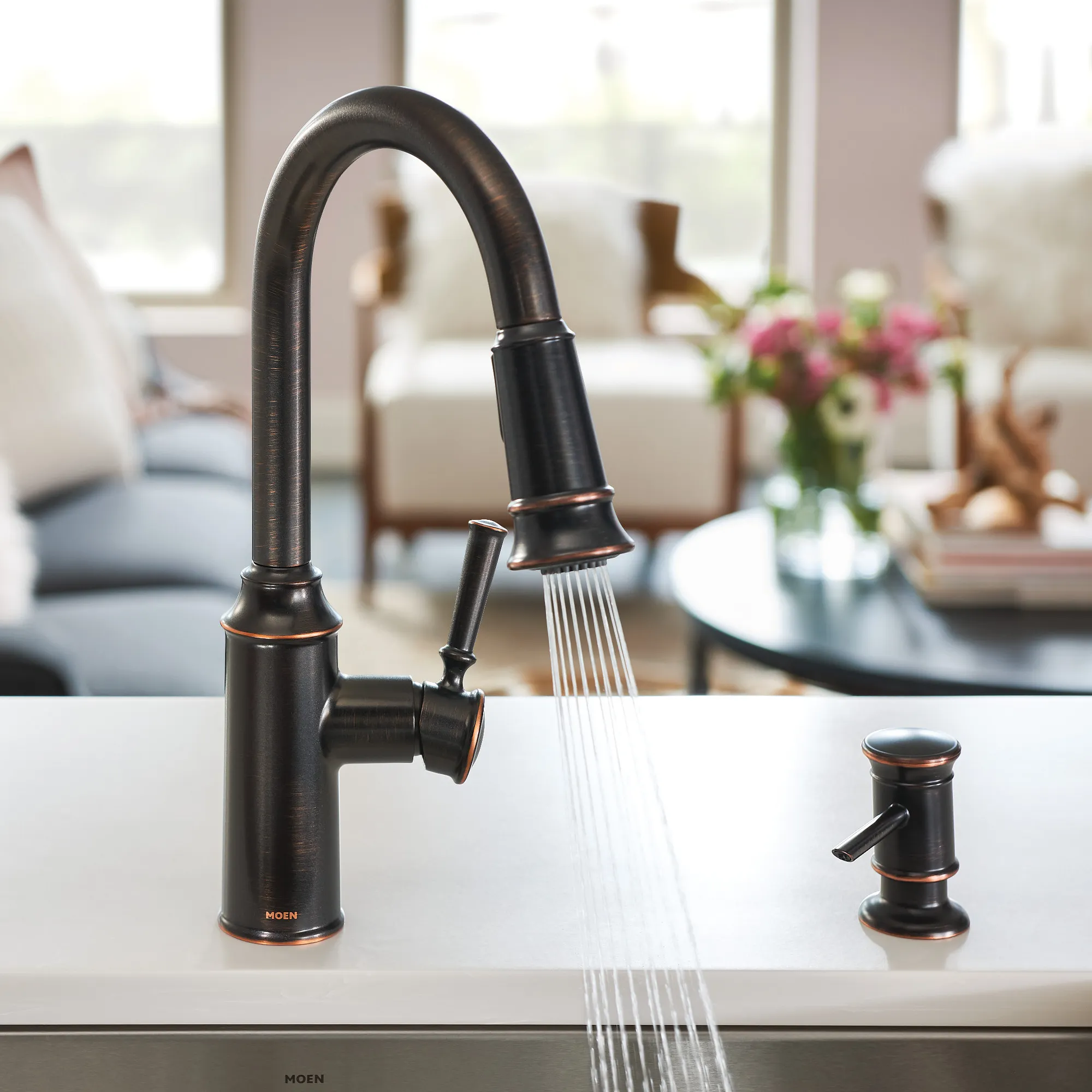 Glenshire Chrome one-handle high arc pulldown kitchen faucet - Image 4
