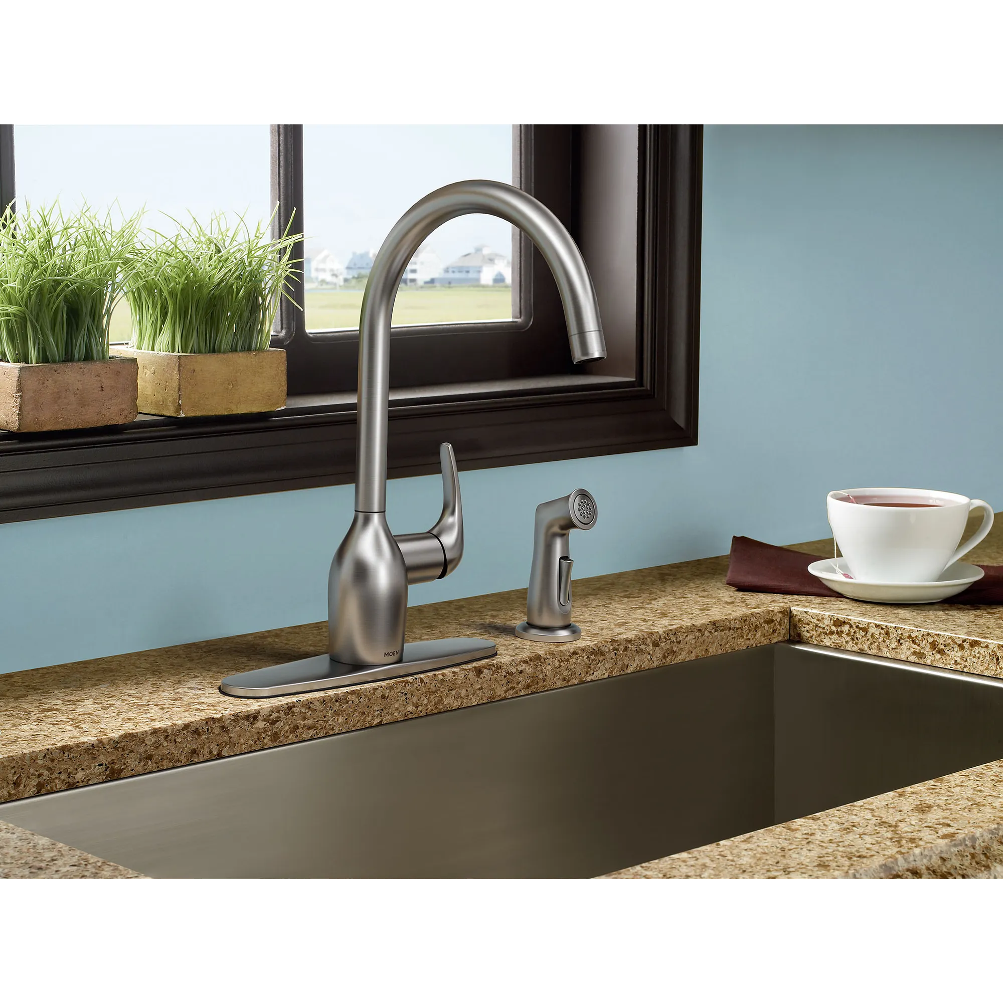 Essie Spot resist stainless One-Handle High Arc Kitchen Faucet - Image 10