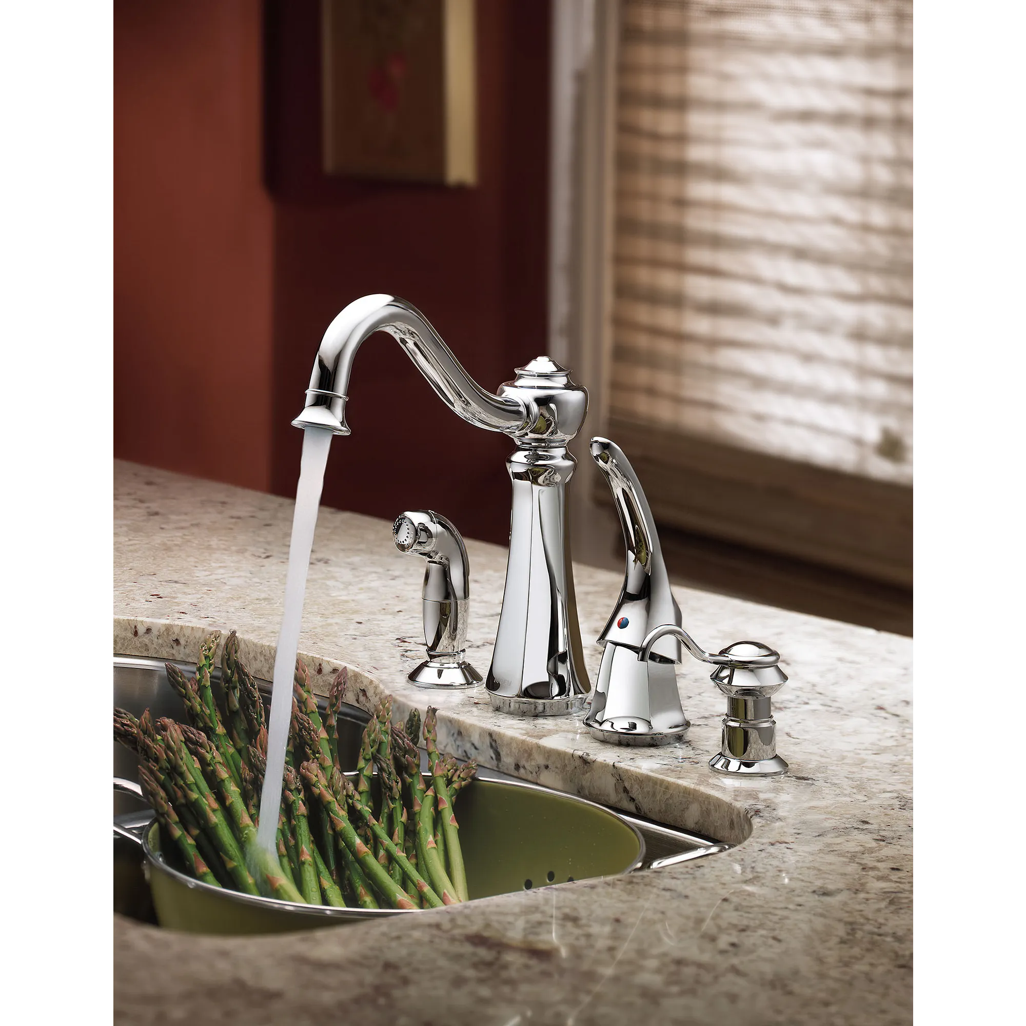 Traditional Chrome one-handle high arc kitchen faucet - Image 2