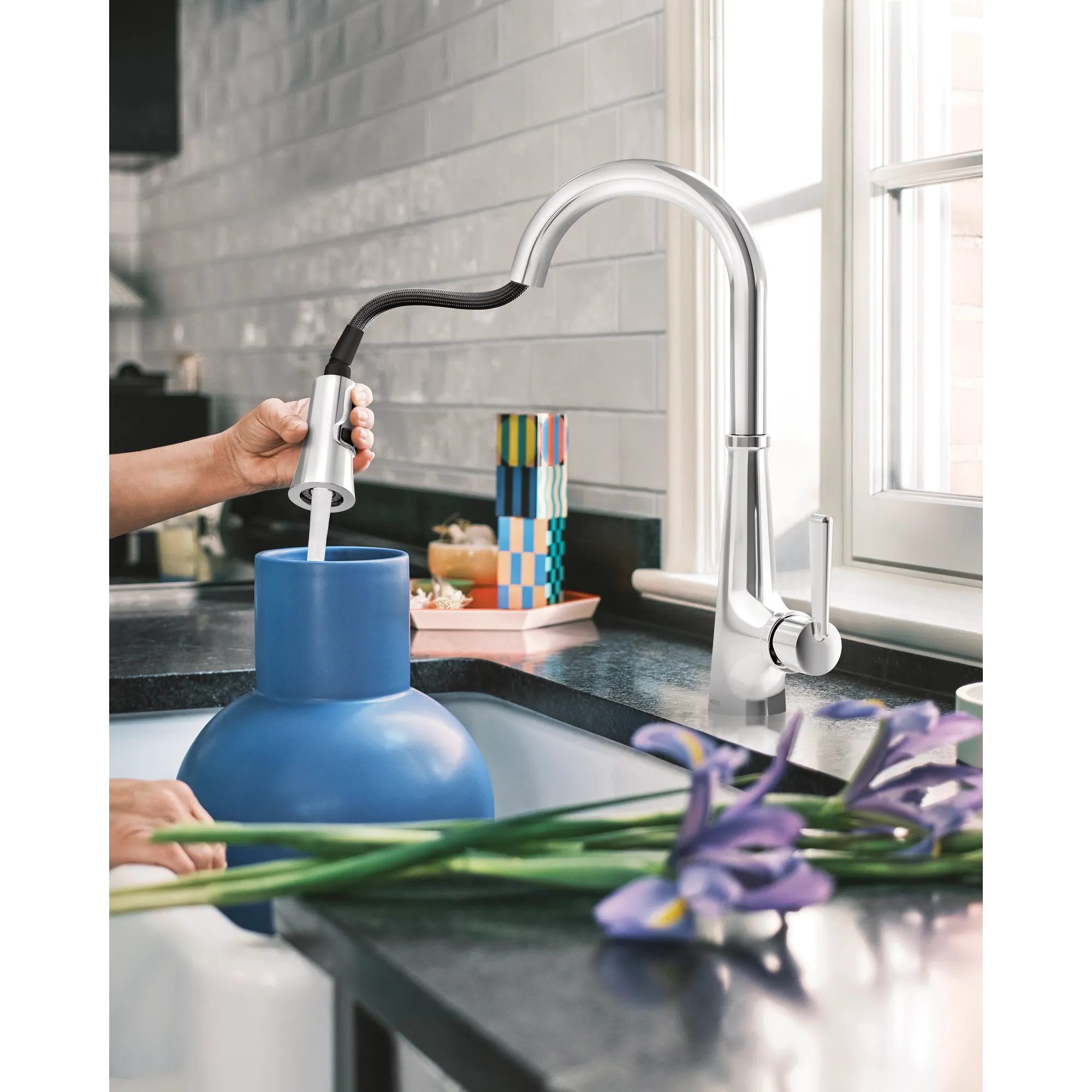 Joplin Chrome one-handle high arc kitchen faucet - Image 9