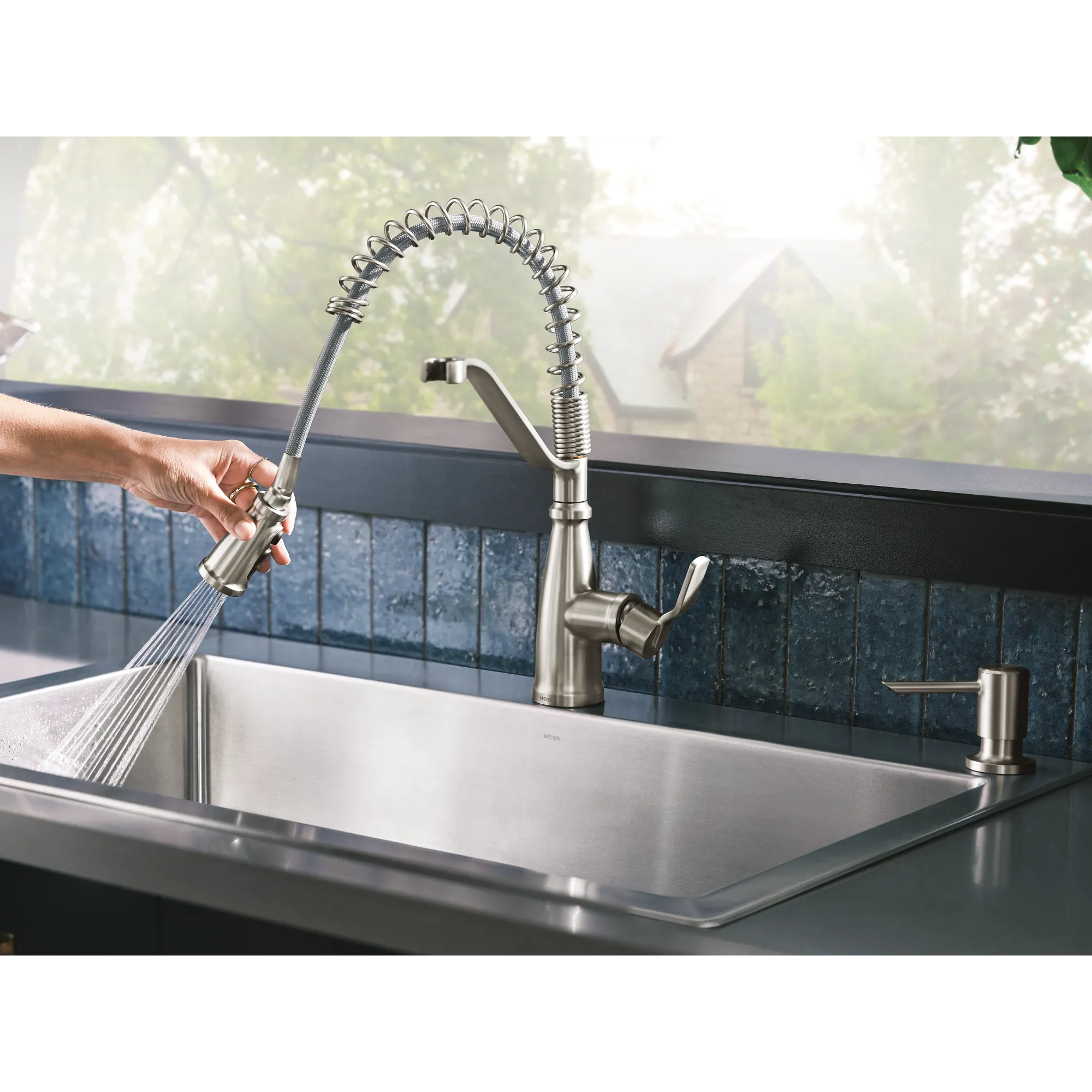 Nolia One-Handle Pre-Rinse Spring Pulldown Kitchen Faucet - Image 37
