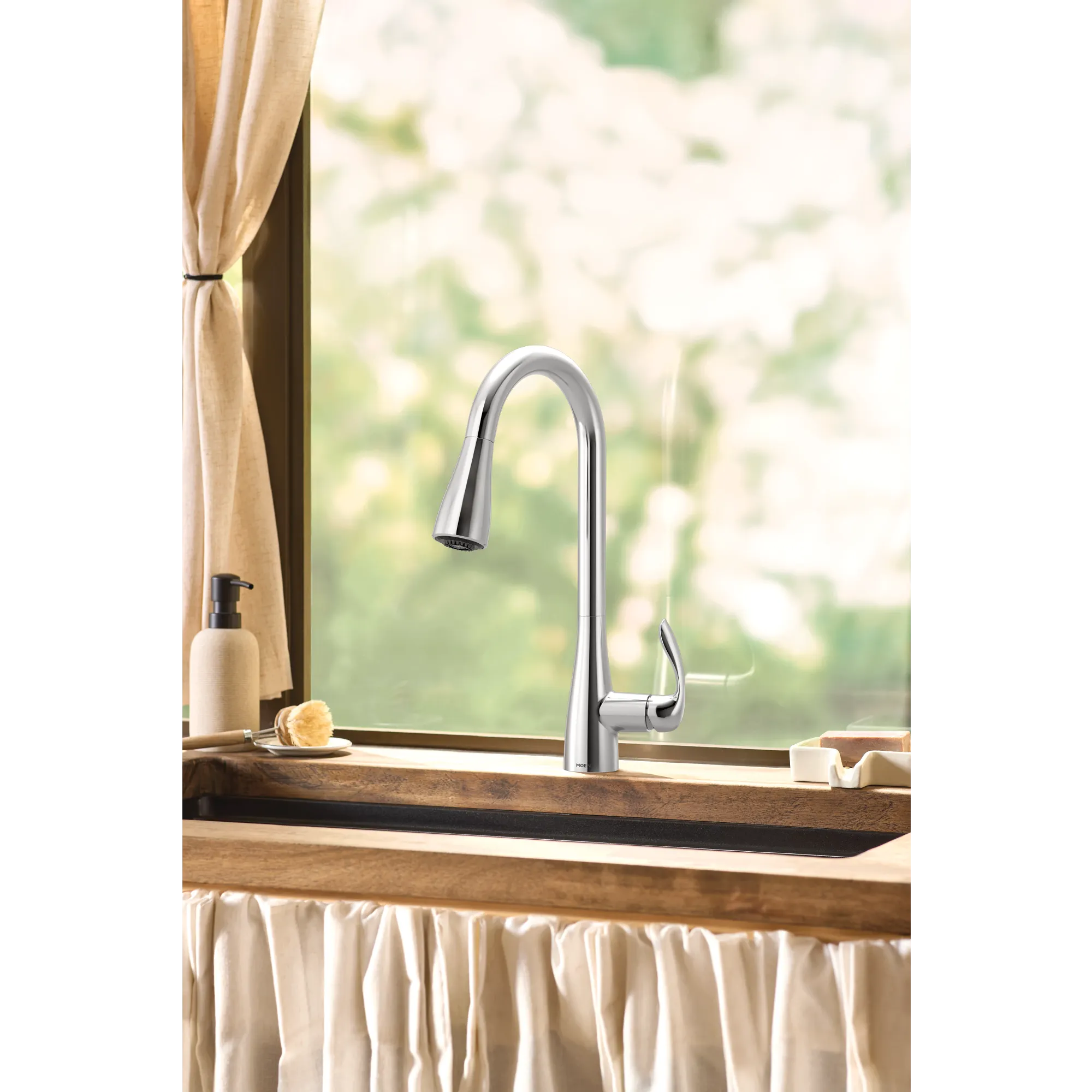 Georgene Chrome one-handle high arc pulldown kitchen faucet - Image 9
