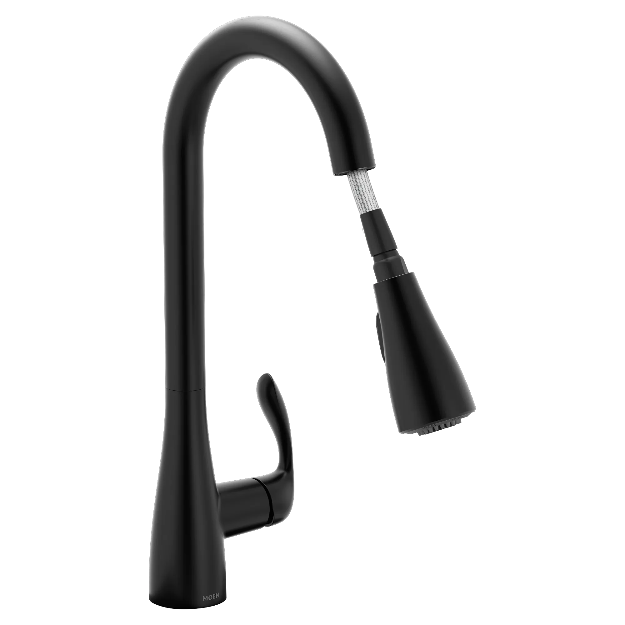 Georgene Matte black one-handle high arc pulldown kitchen faucet - Image 3
