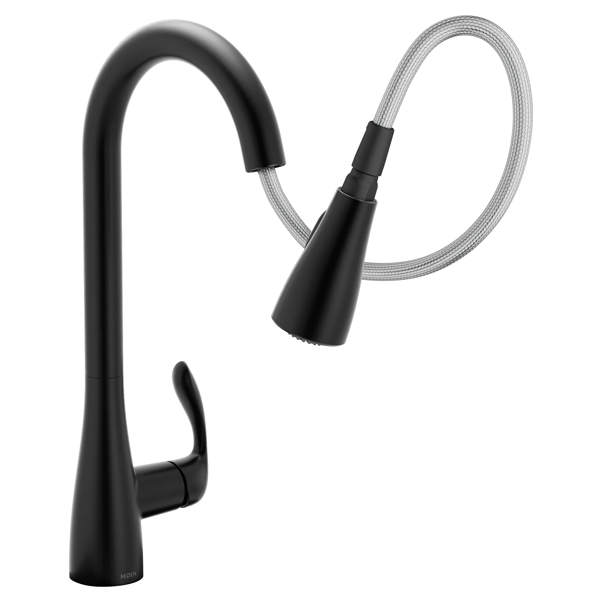Georgene Matte black one-handle high arc pulldown kitchen faucet - Image 4