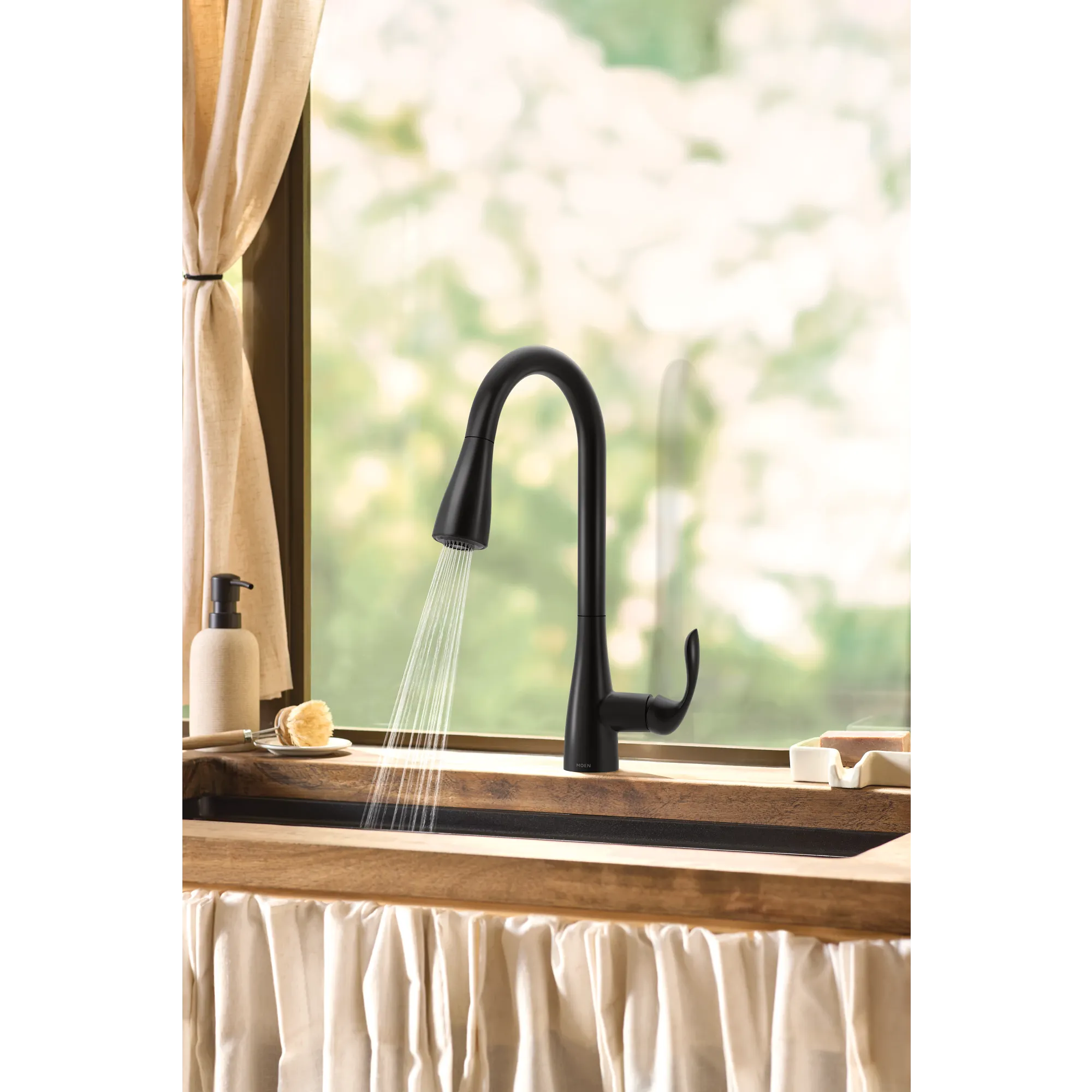 Georgene Matte black one-handle high arc pulldown kitchen faucet - Image 7