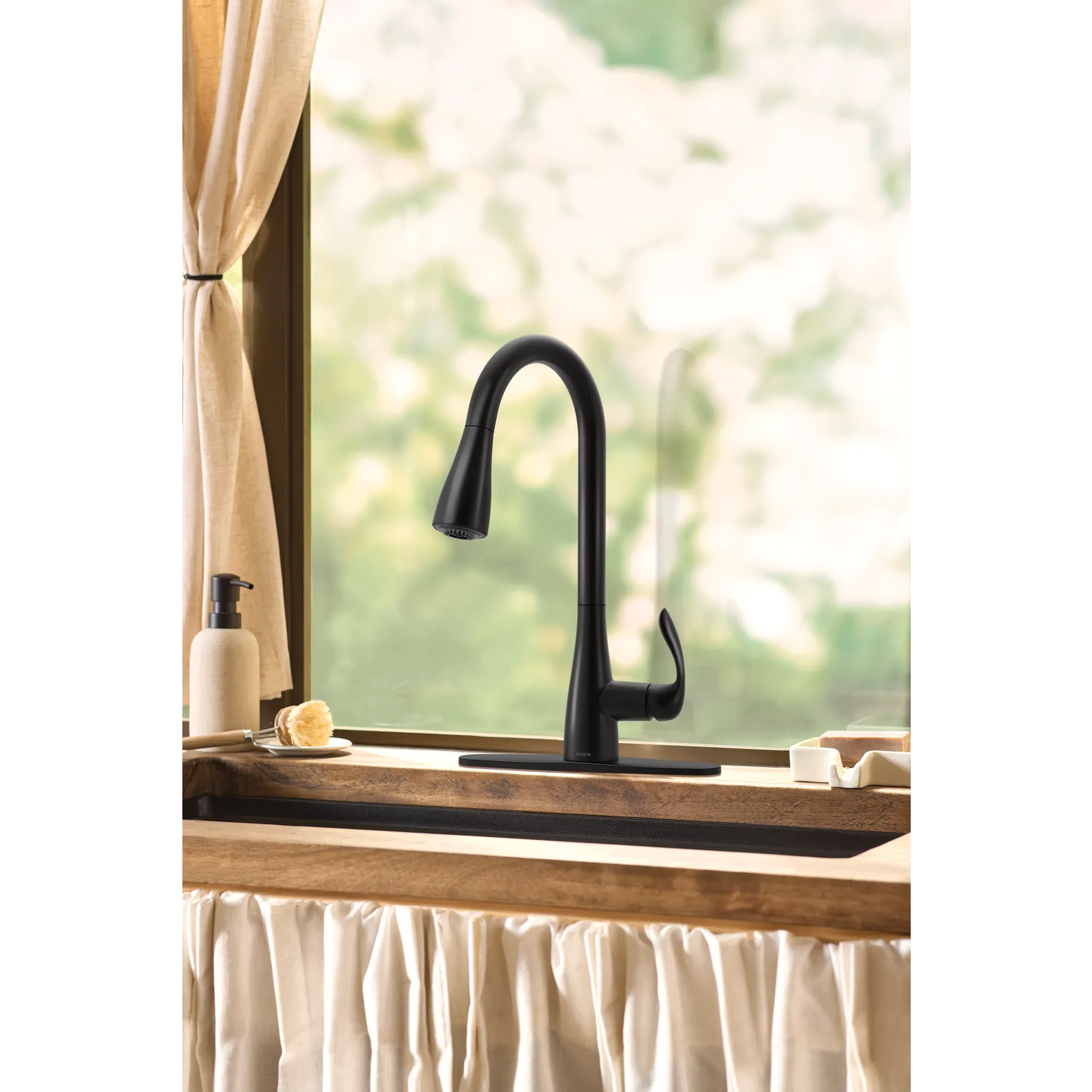 Georgene Matte black one-handle high arc pulldown kitchen faucet - Image 8