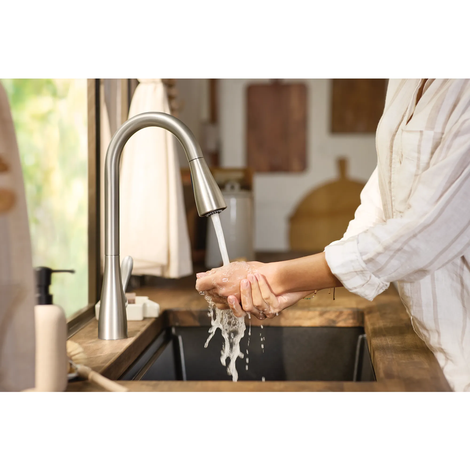 Georgene Spot resist stainless one-handle high arc pulldown kitchen faucet - Image 10
