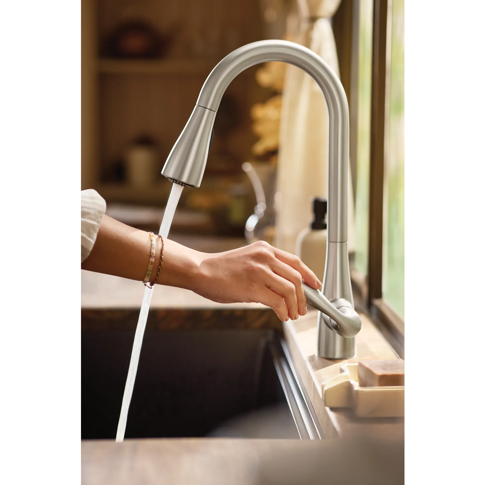 Georgene Spot resist stainless one-handle high arc pulldown kitchen faucet - Image 12