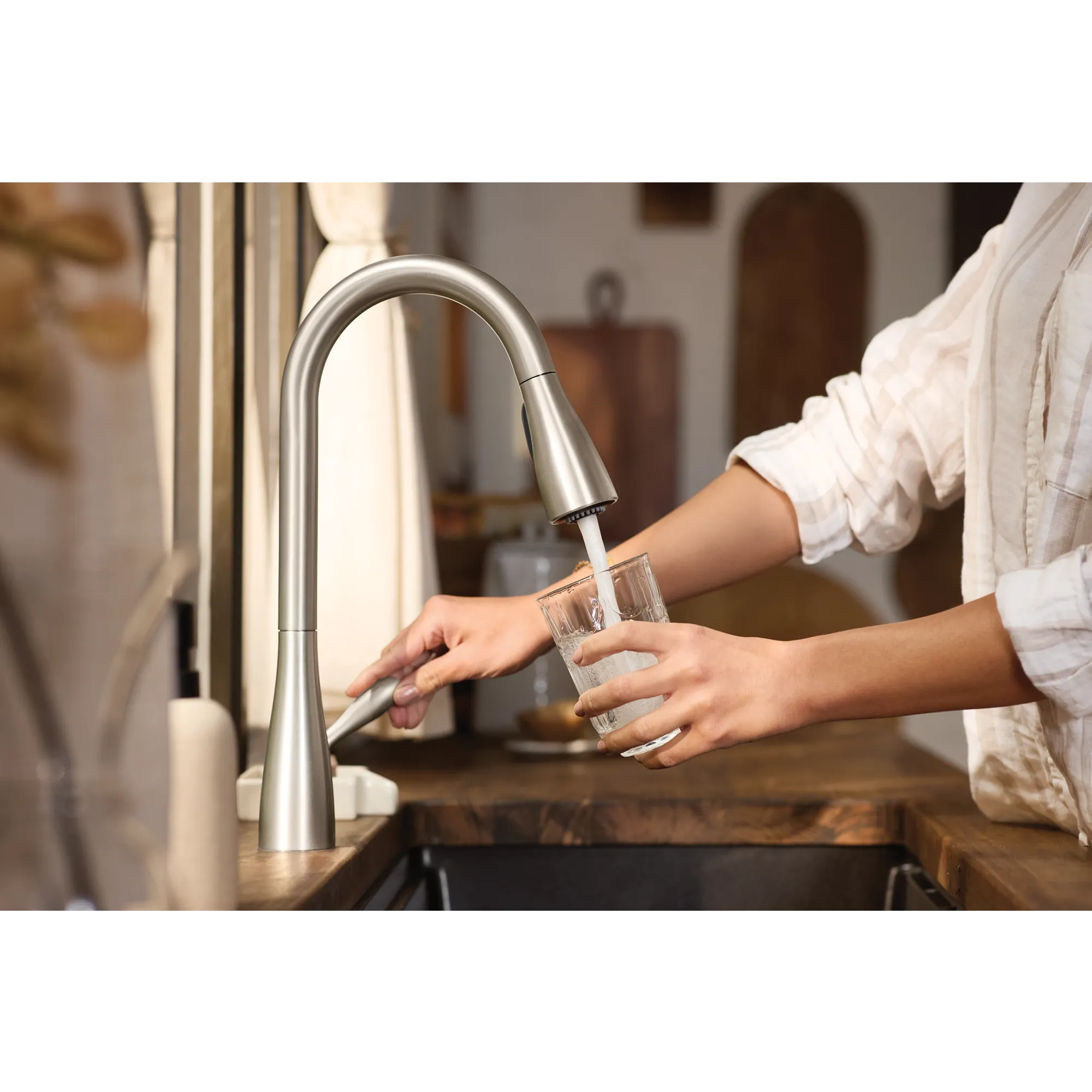 Georgene Spot resist stainless one-handle high arc pulldown kitchen faucet - Image 16