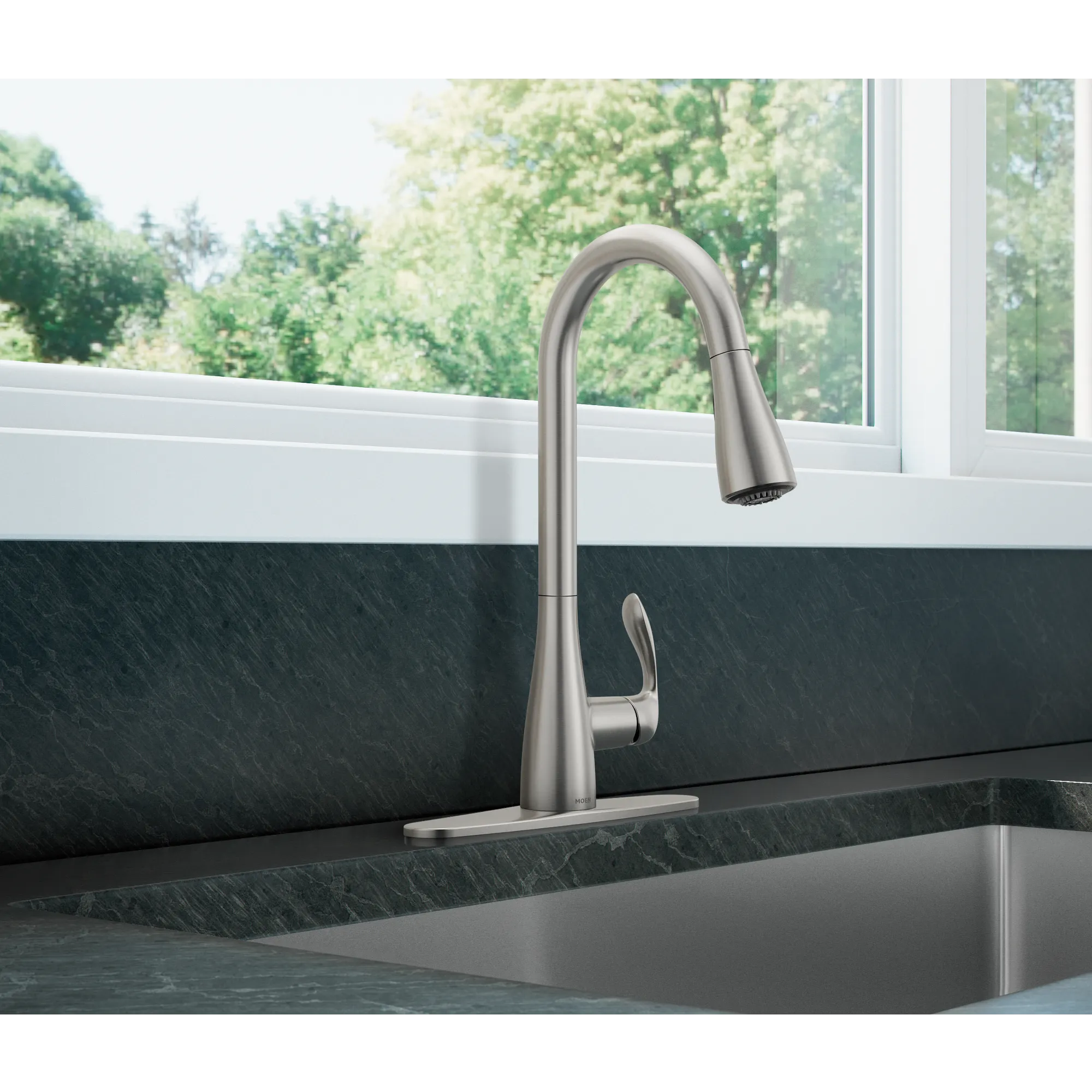 Georgene Spot resist stainless one-handle high arc pulldown kitchen faucet - Image 6