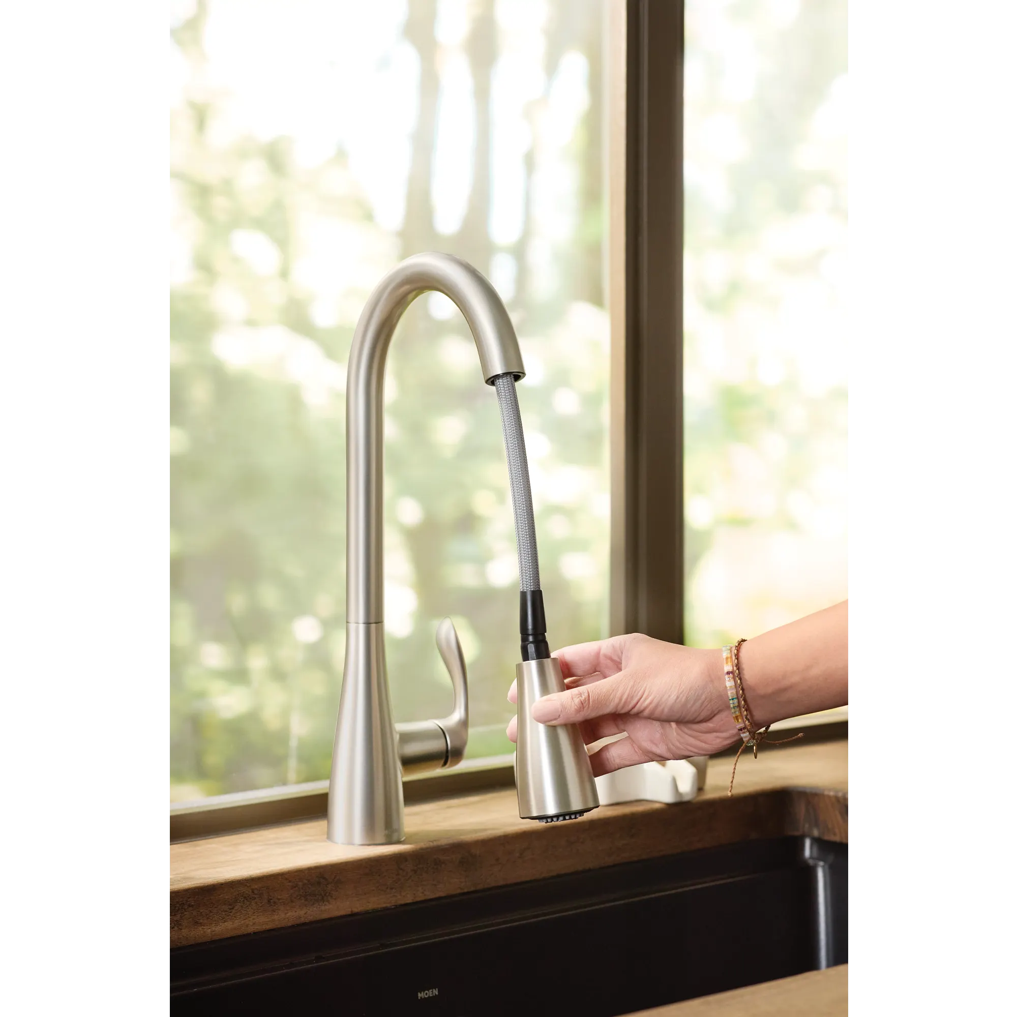 Georgene Spot resist stainless one-handle high arc pulldown kitchen faucet - Image 8