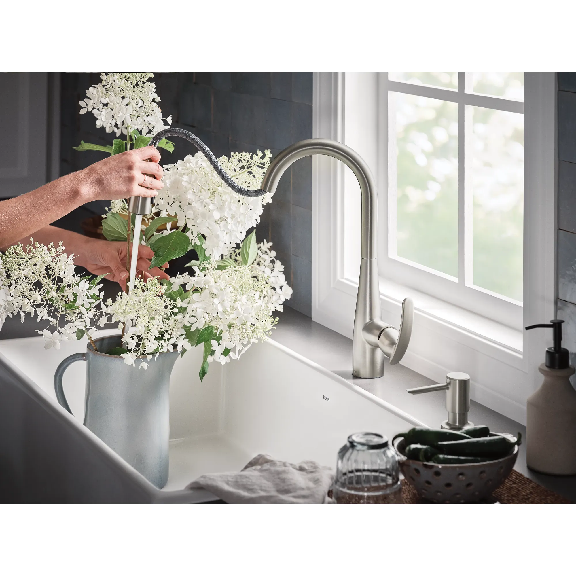 Reyes One-Handle High Arc Pulldown Kitchen Faucet - Image 28