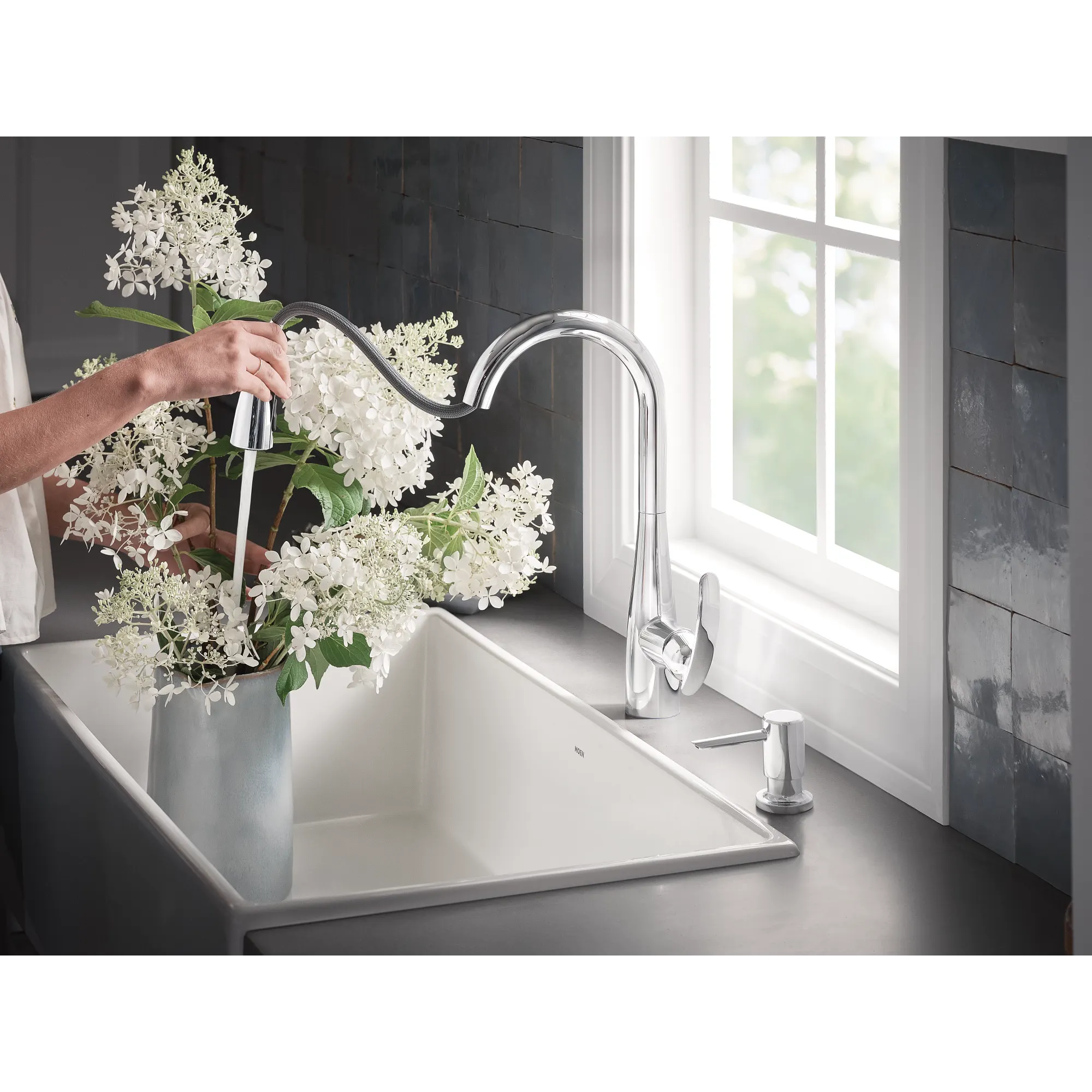 Reyes One-Handle High Arc Pulldown Kitchen Faucet - Image 7