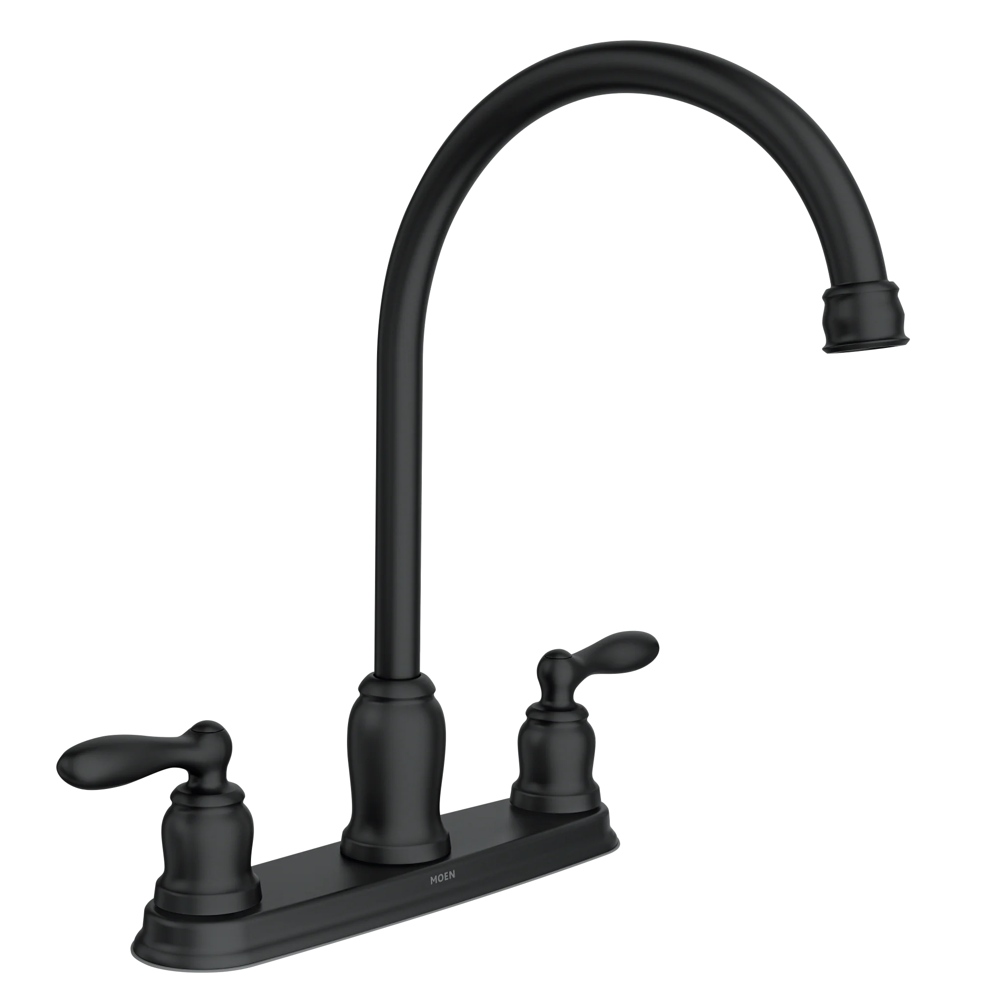 Caldwell Matte black two-handle high arc kitchen faucet