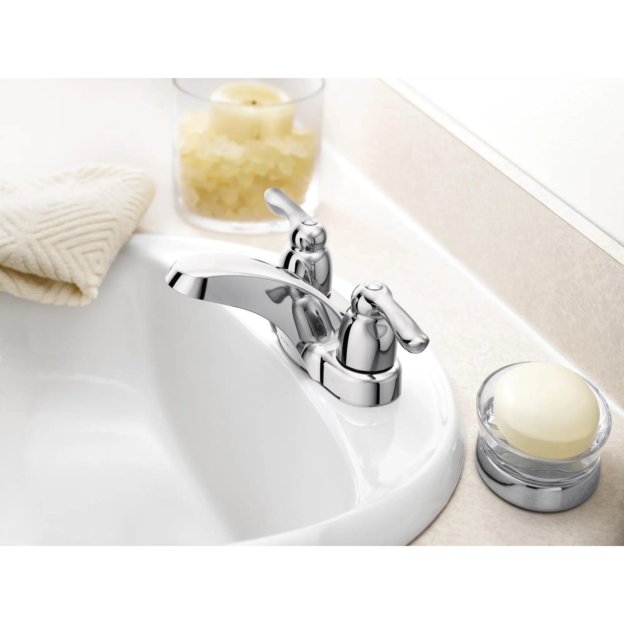 Chateau Chrome two-handle low arc bathroom faucet - Image 2