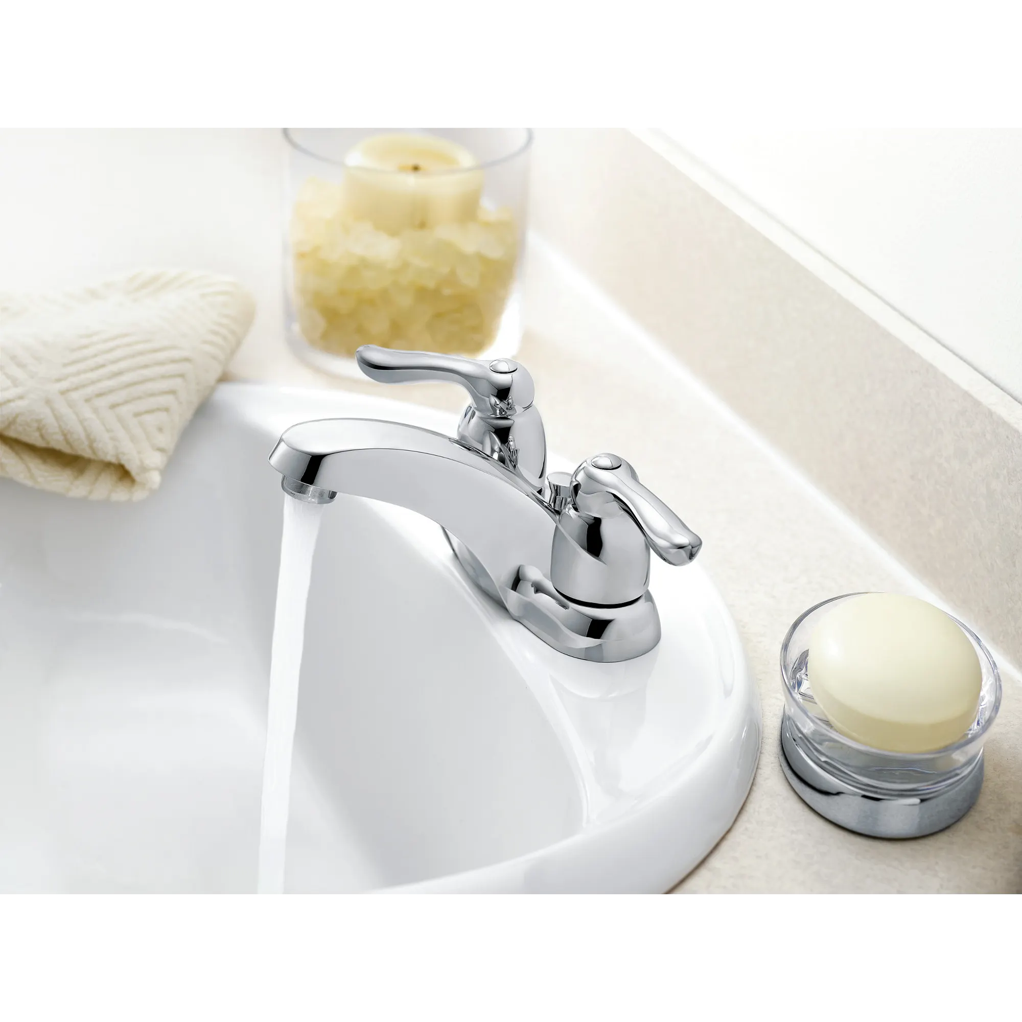 Chateau Chrome two-handle low arc bathroom faucet - Image 3