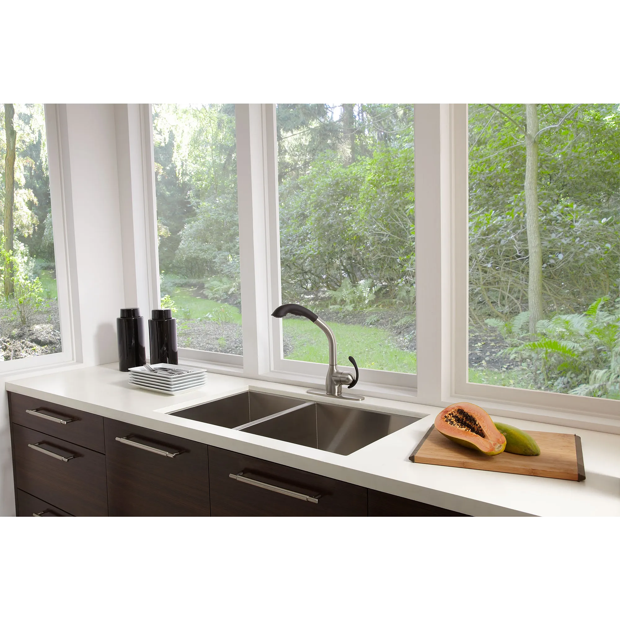 Neva Chrome one-handle high arc pullout kitchen faucet - Image 13