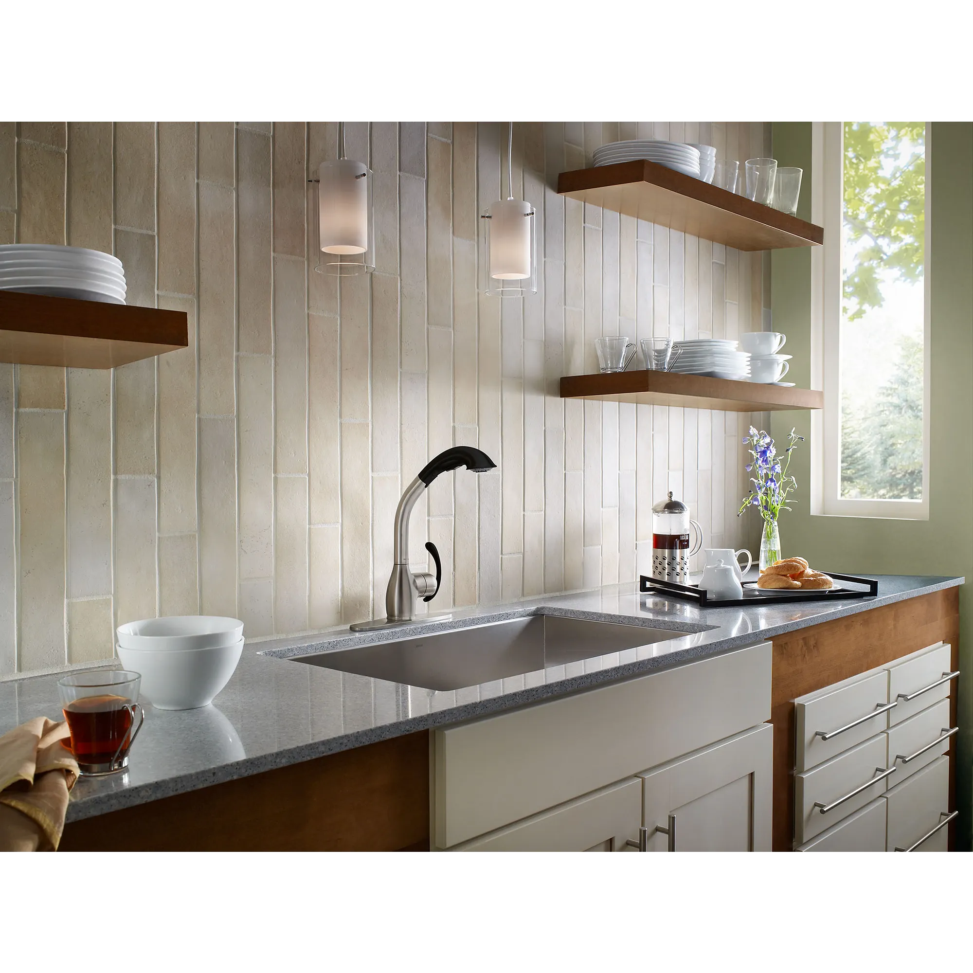 Neva Chrome one-handle high arc pullout kitchen faucet - Image 15