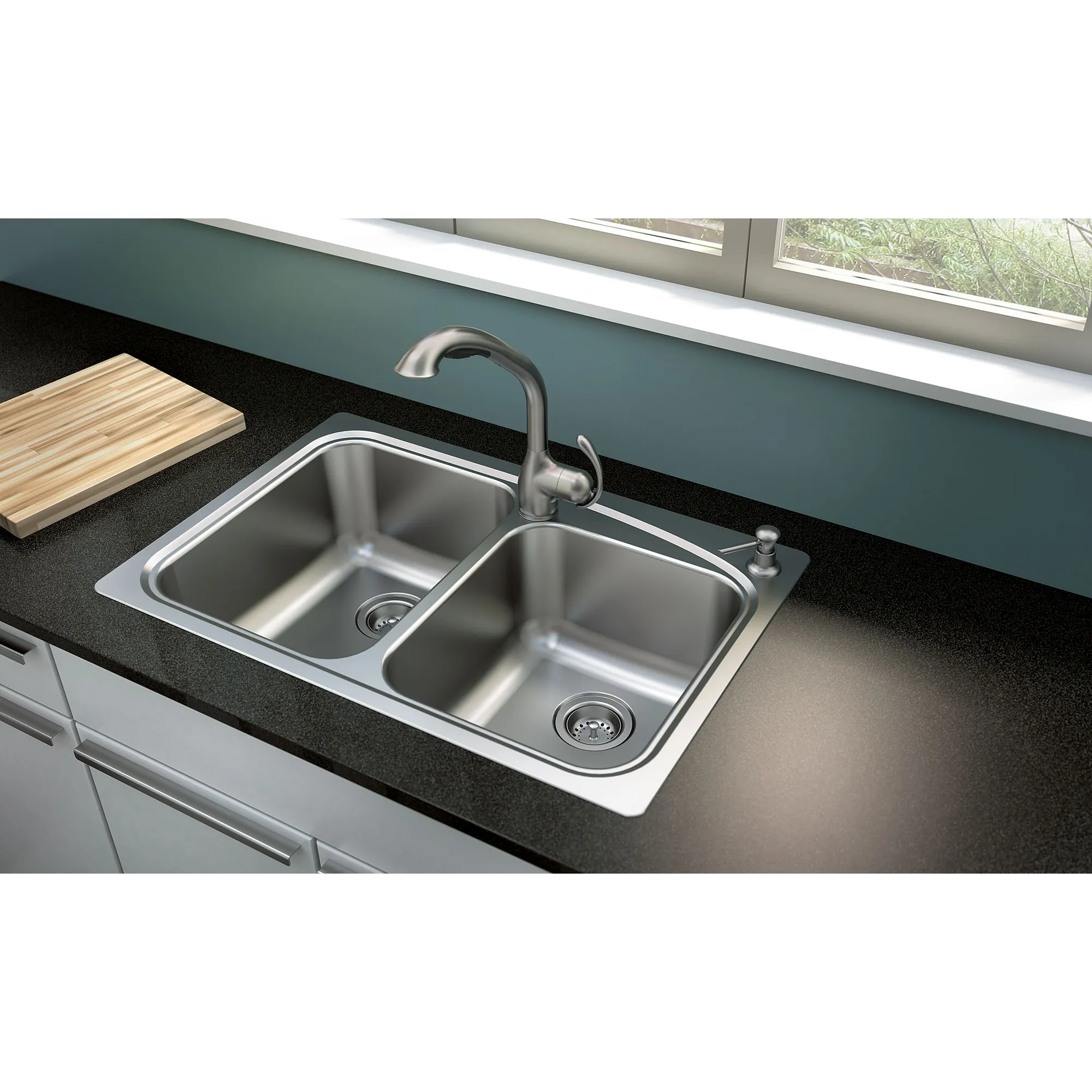 Neva Chrome one-handle high arc pullout kitchen faucet - Image 18