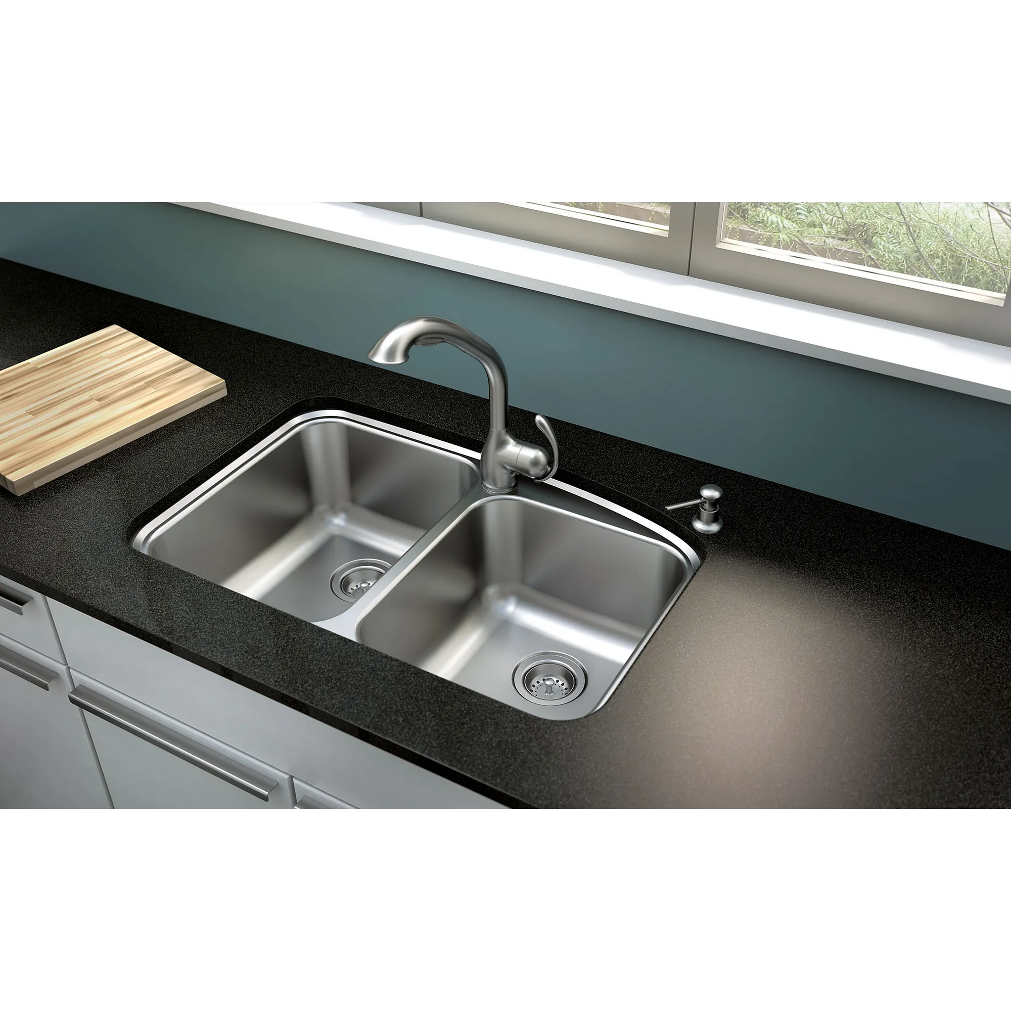 Neva Chrome one-handle high arc pullout kitchen faucet - Image 19