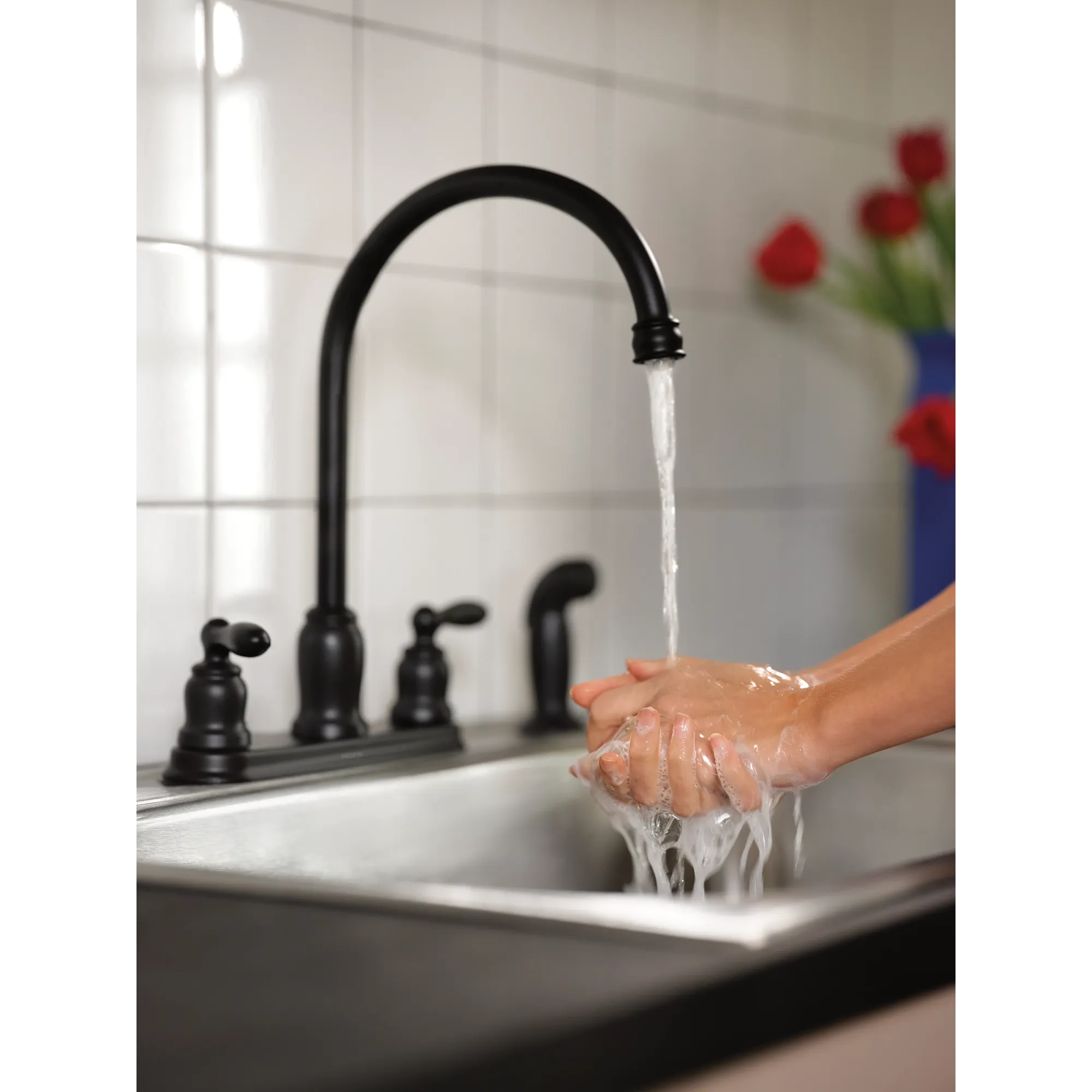 Caldwell Matte black two-handle high arc kitchen faucet - Image 9
