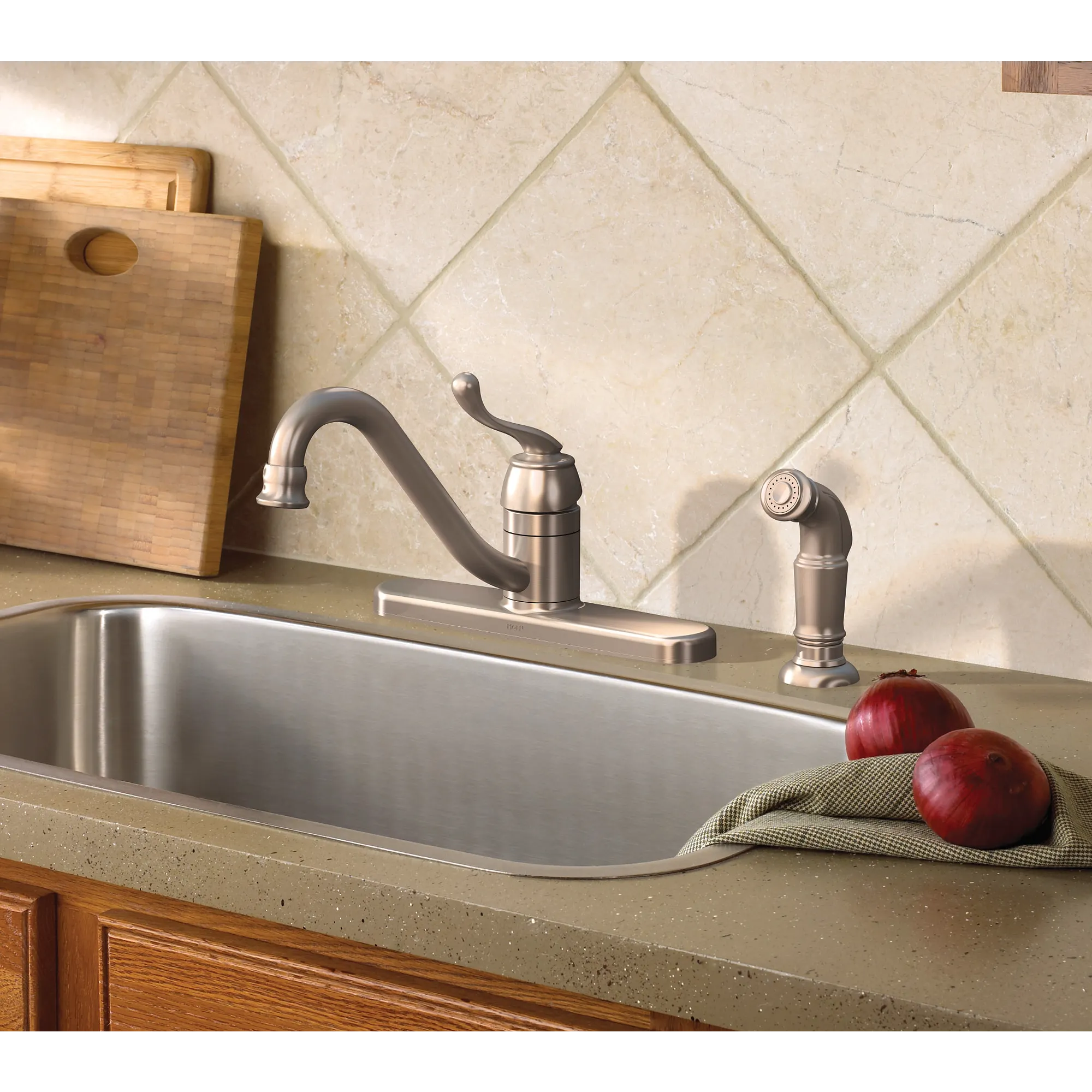 Muirfield Chrome one-handle low arc kitchen faucet - Image 4