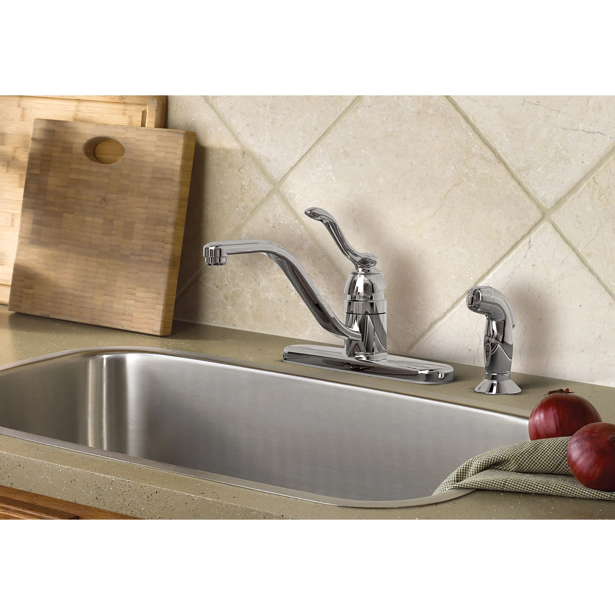 Banbury Chrome One-Handle Low Arc Kitchen Faucet - Image 2