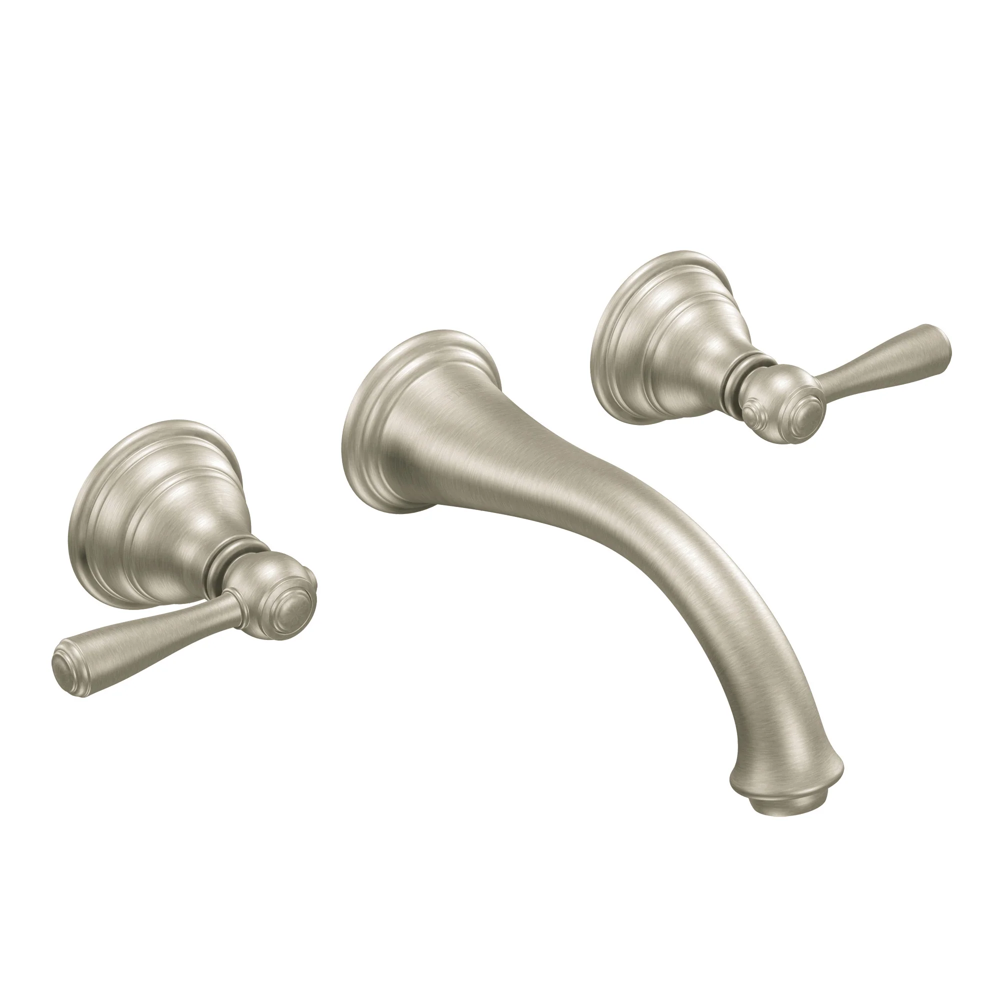 Kingsley Chrome two-handle low arc wall mount bathroom faucet - Image 9