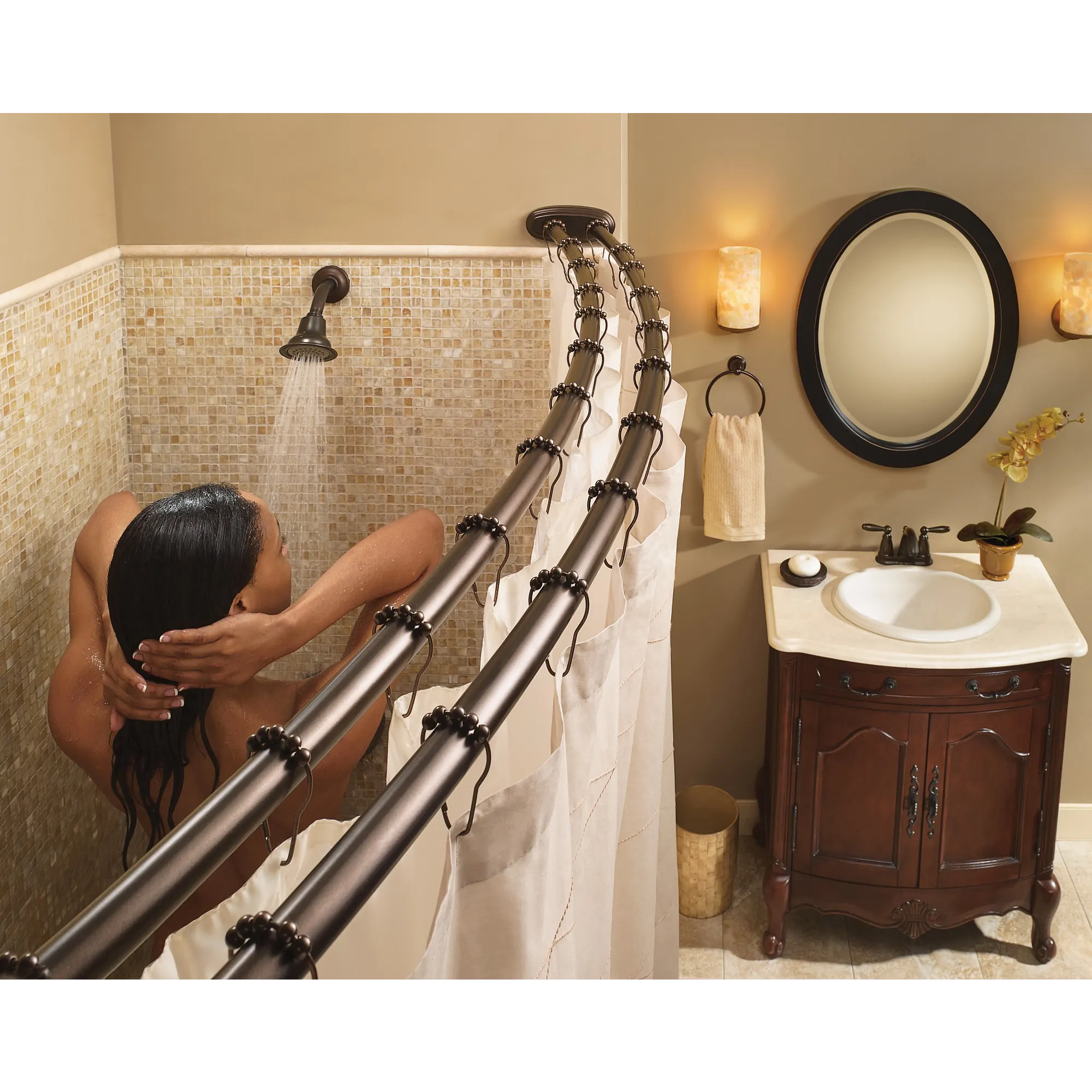 Moen Chrome adjustable curved shower rod - Image 3