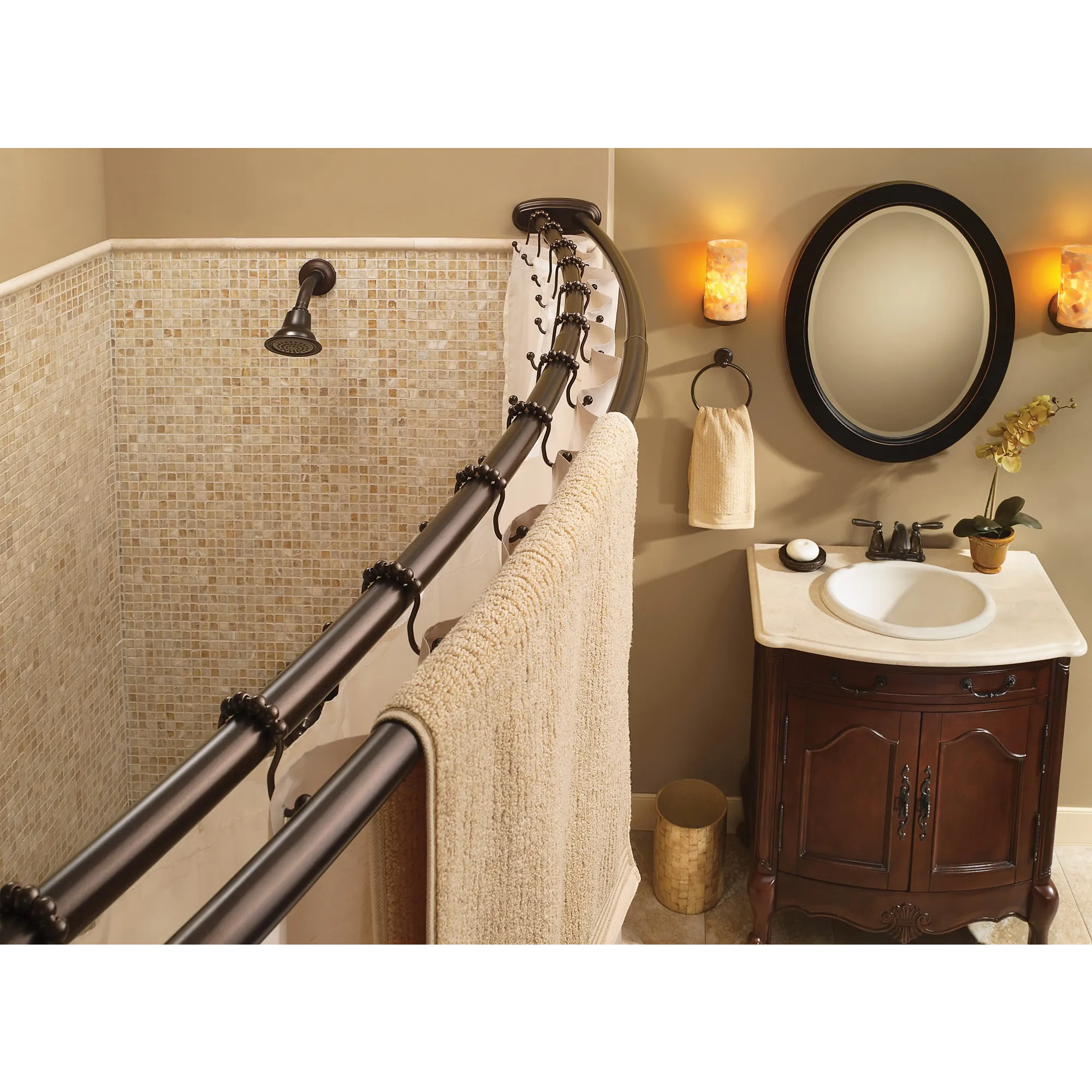 Moen Chrome adjustable curved shower rod - Image 6