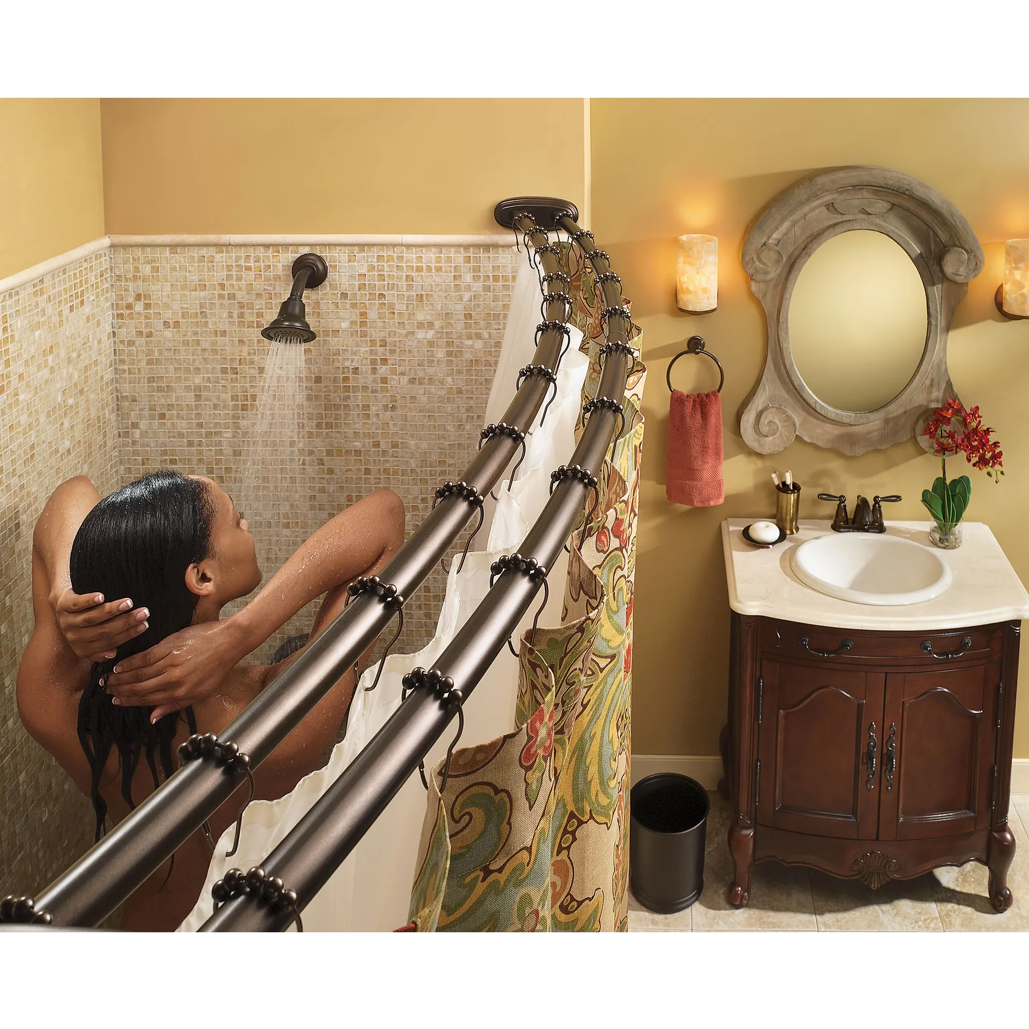 Moen Chrome adjustable curved shower rod - Image 9