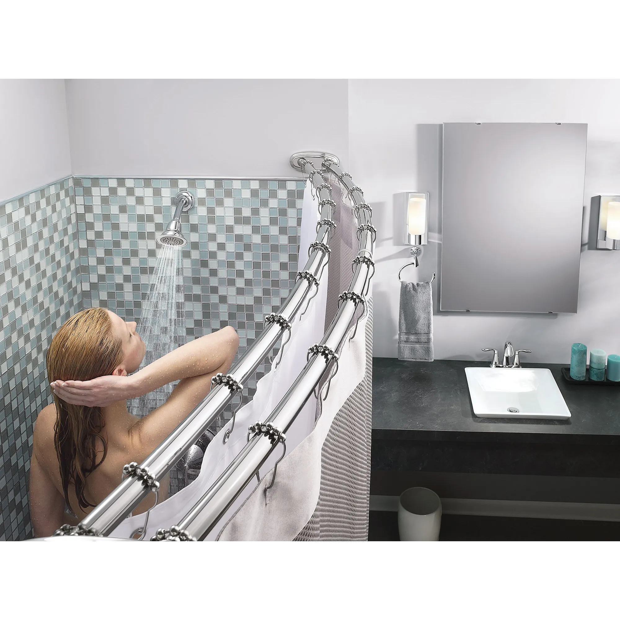 Curved Shower Rods Chrome Adjustable Curved Shower Rod - Image 3