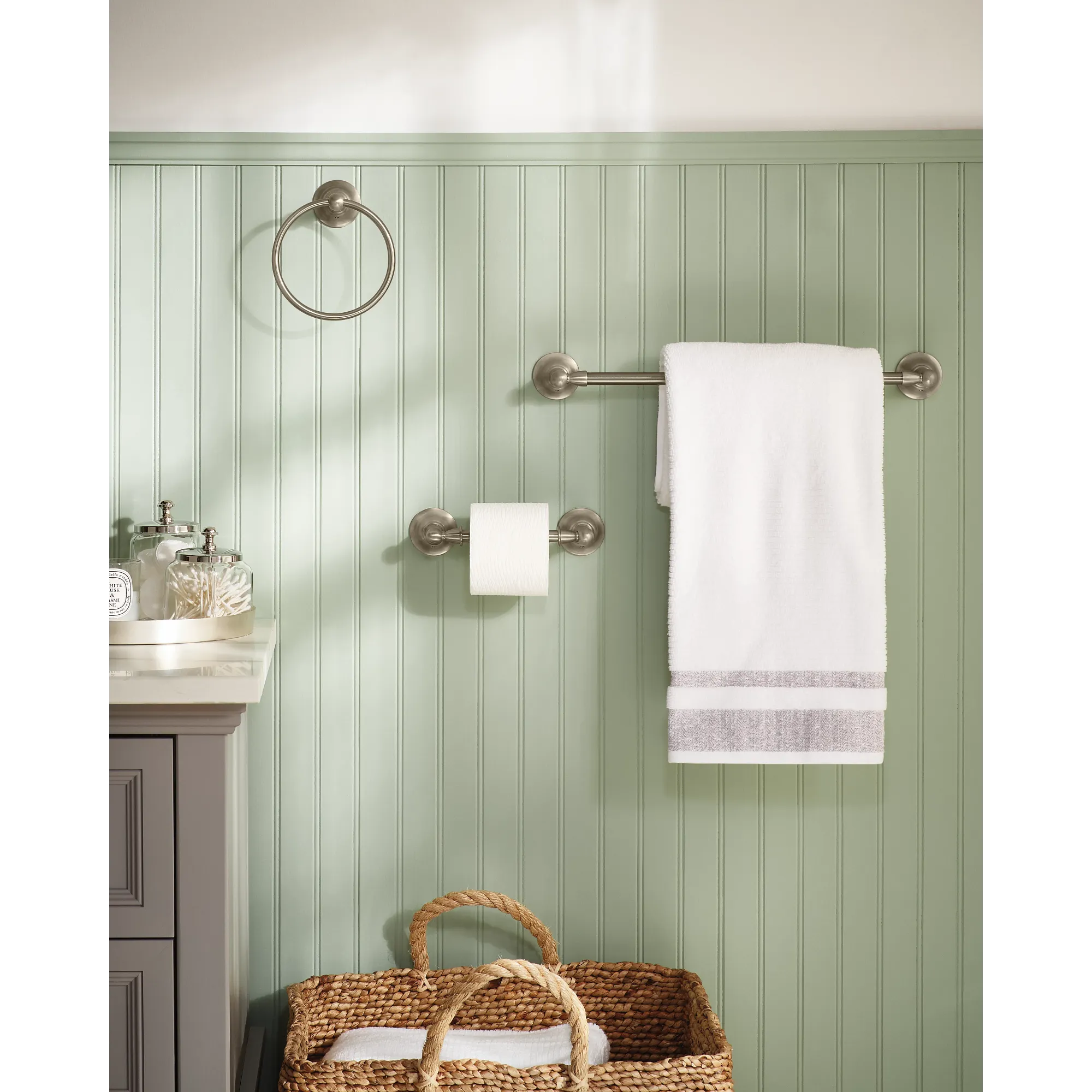 Sage Brushed Nickel Pivoting Toilet Paper Holder - Image 3