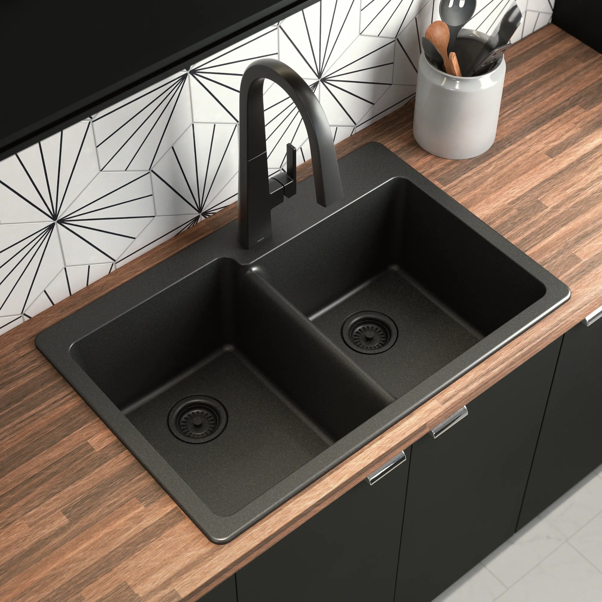 Host 33" Granite Dual Mount Double Bowl Sink - Image 2