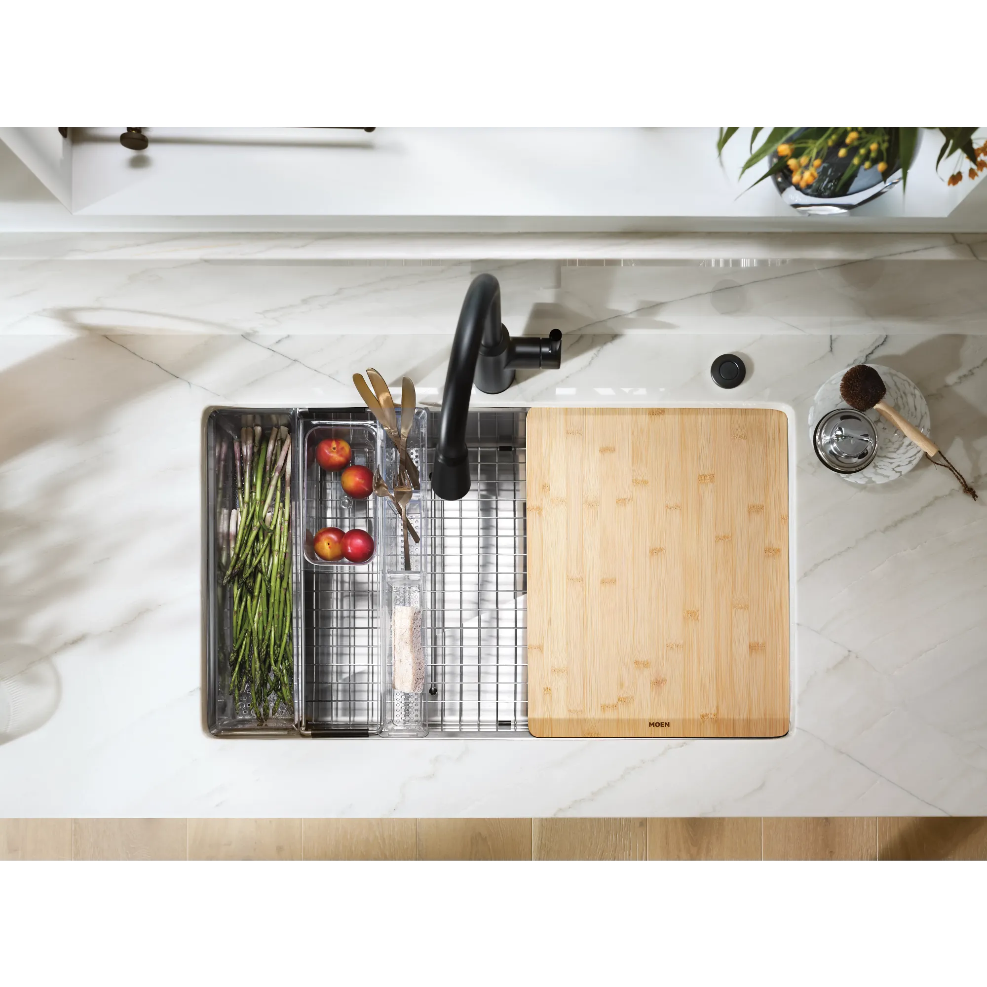 Luxe Chef™ 33” Workstation System Stainless Steel Dual Mount Double Bowl Sink - Image 11
