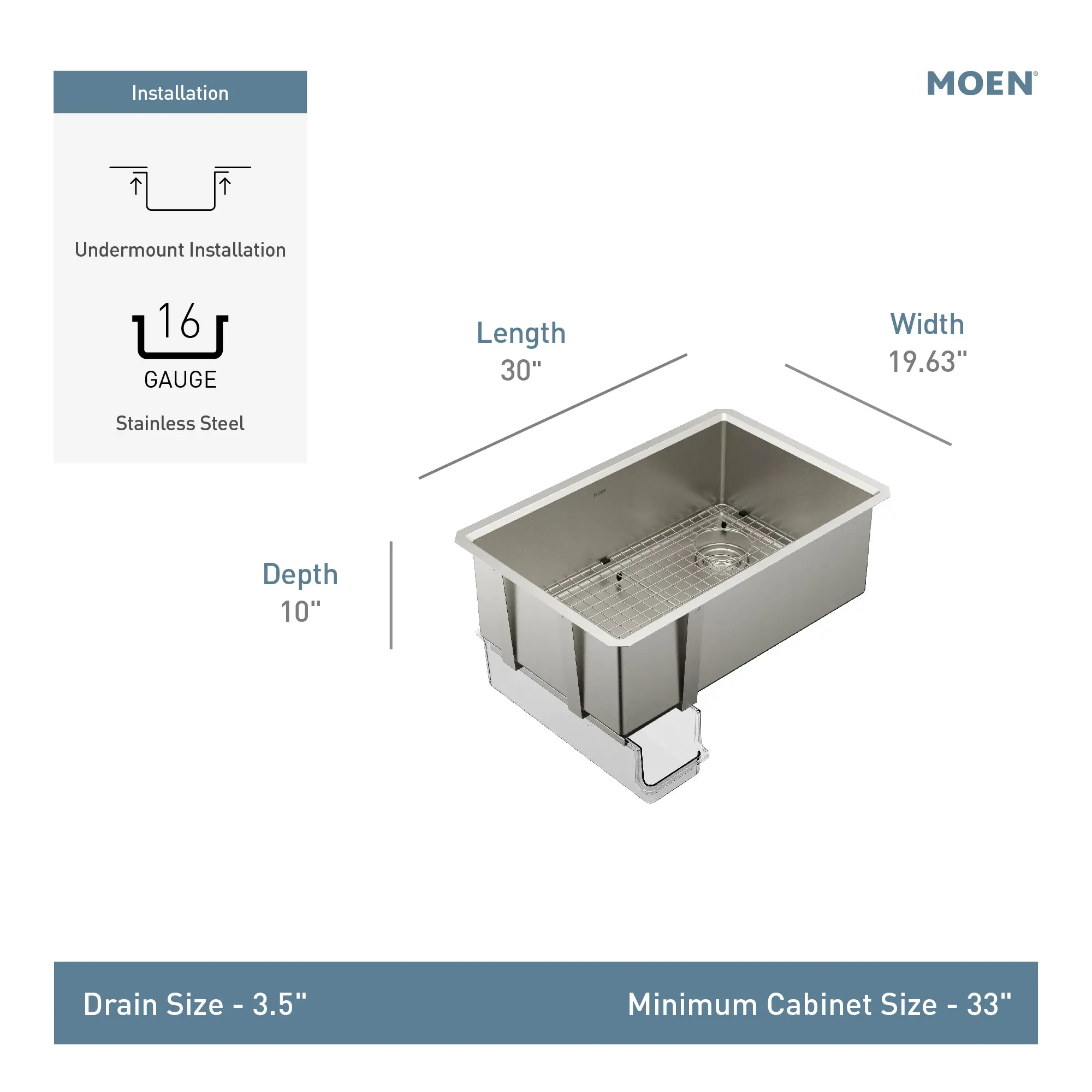 Luxe Chef™ 30” Workstation System Stainless Steel Undermount Single Bowl Sink - Image 8