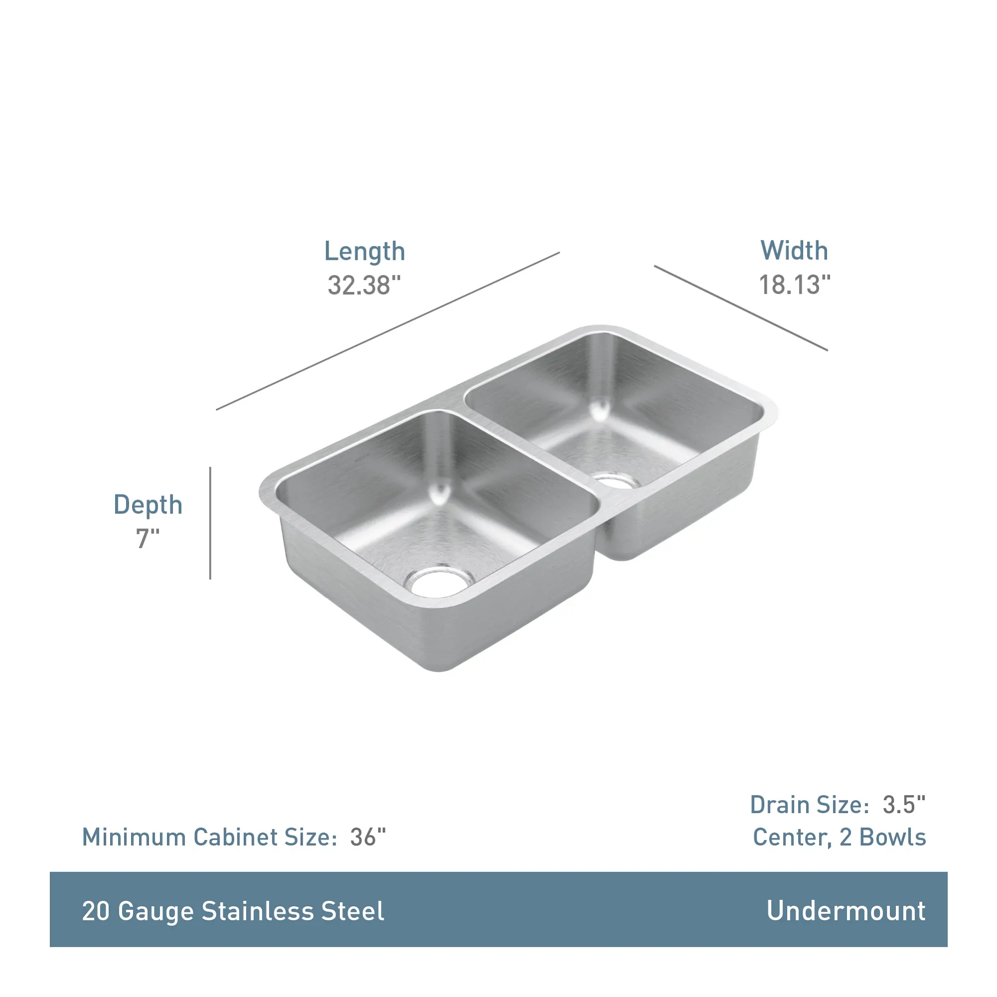 Prep 32.5" Undermount Double Bowl Sink - Image 4