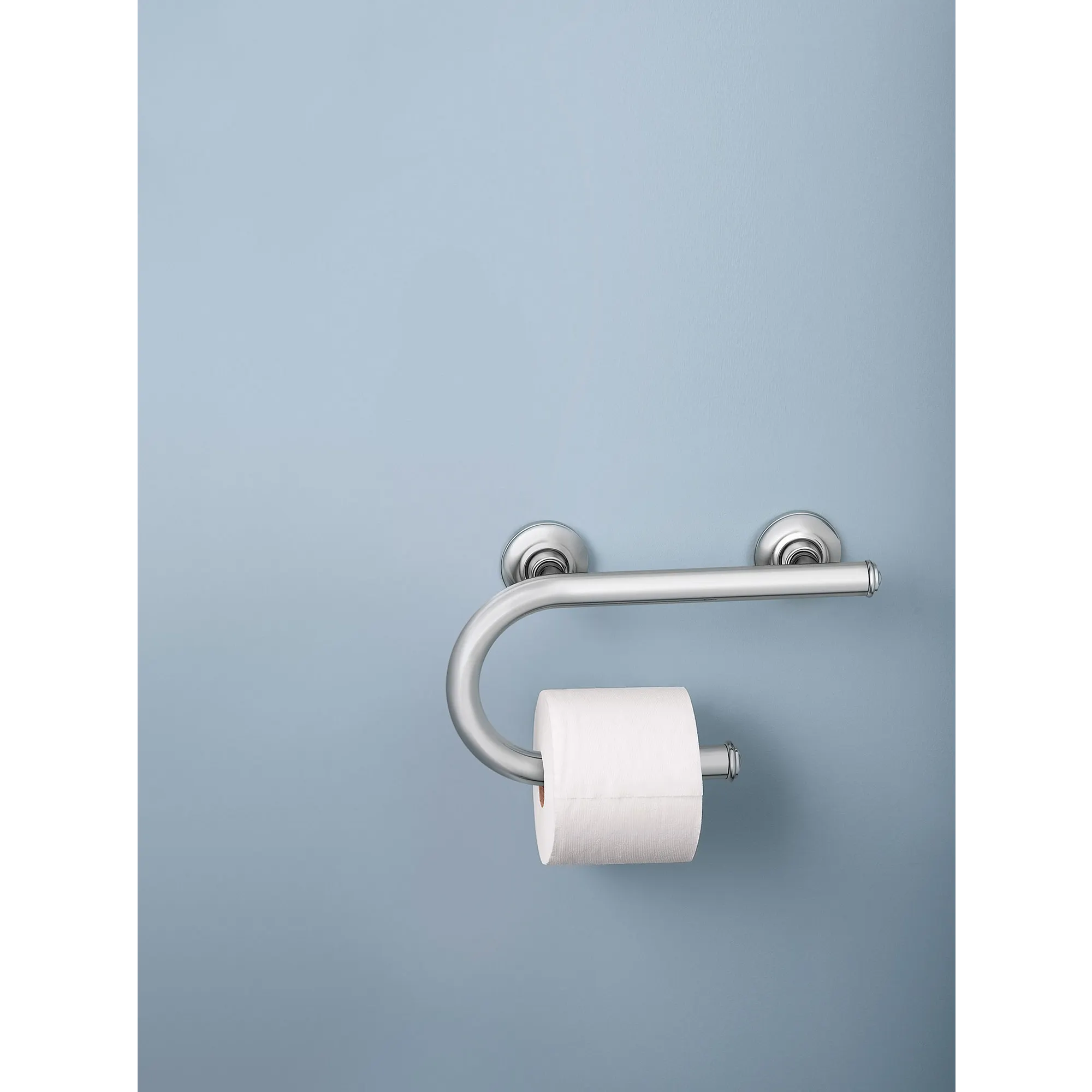 Chrome 8" Grab Bar with Toilet Paper Holder - Image 2