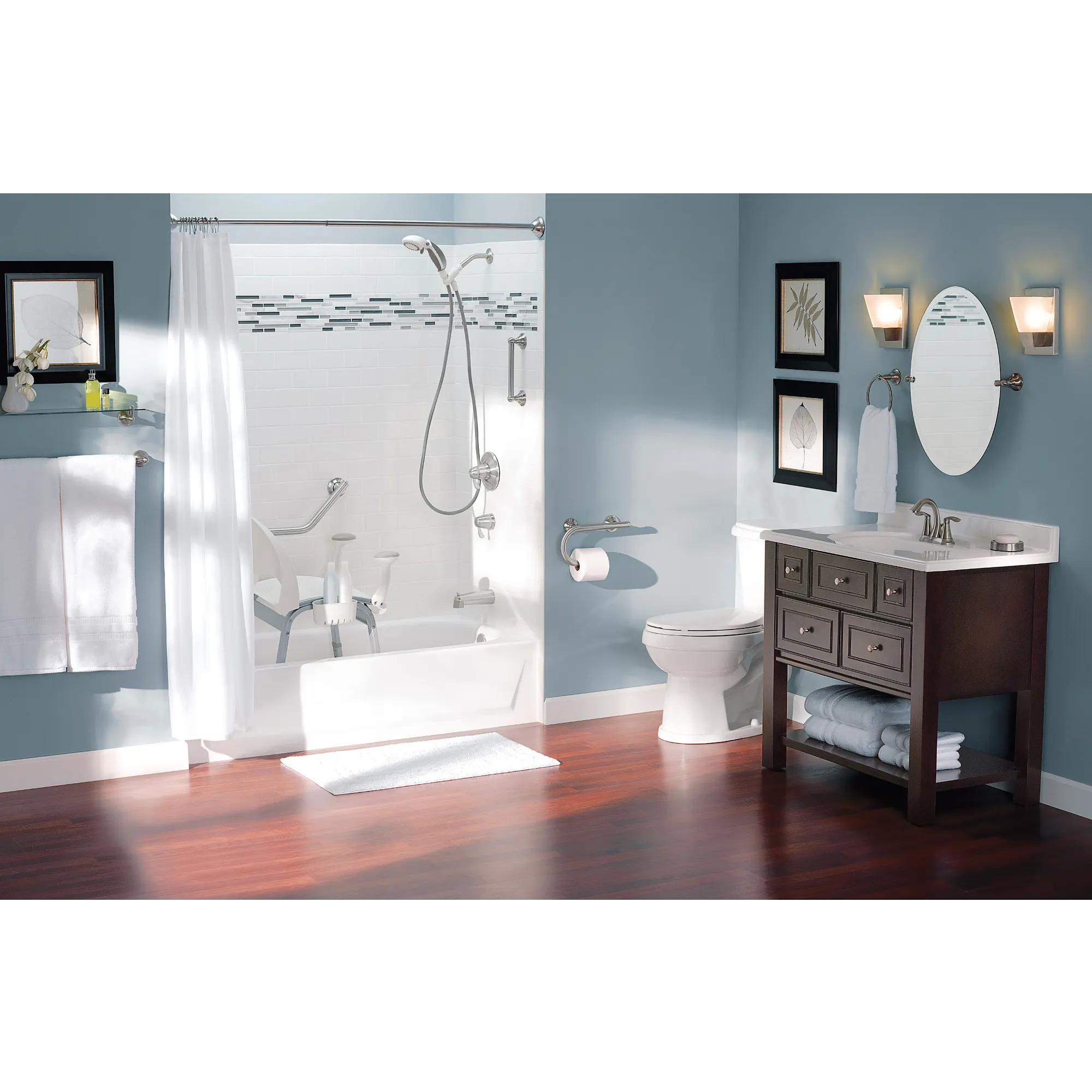 Chrome 8" Grab Bar with Toilet Paper Holder - Image 6
