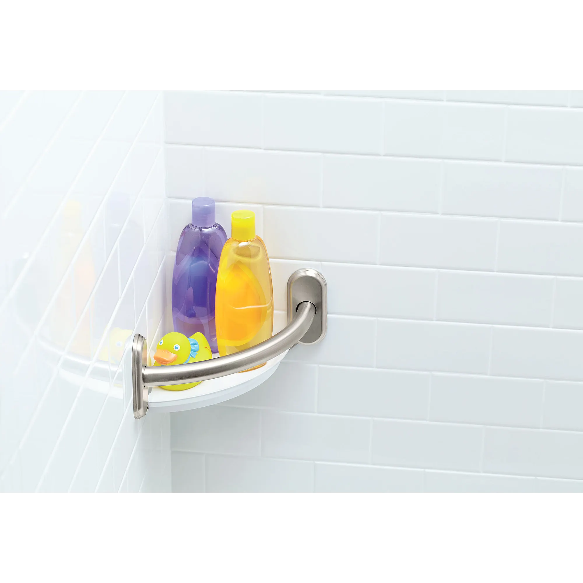 Chrome 9" Grab Bar with Corner Shelf - Image 5
