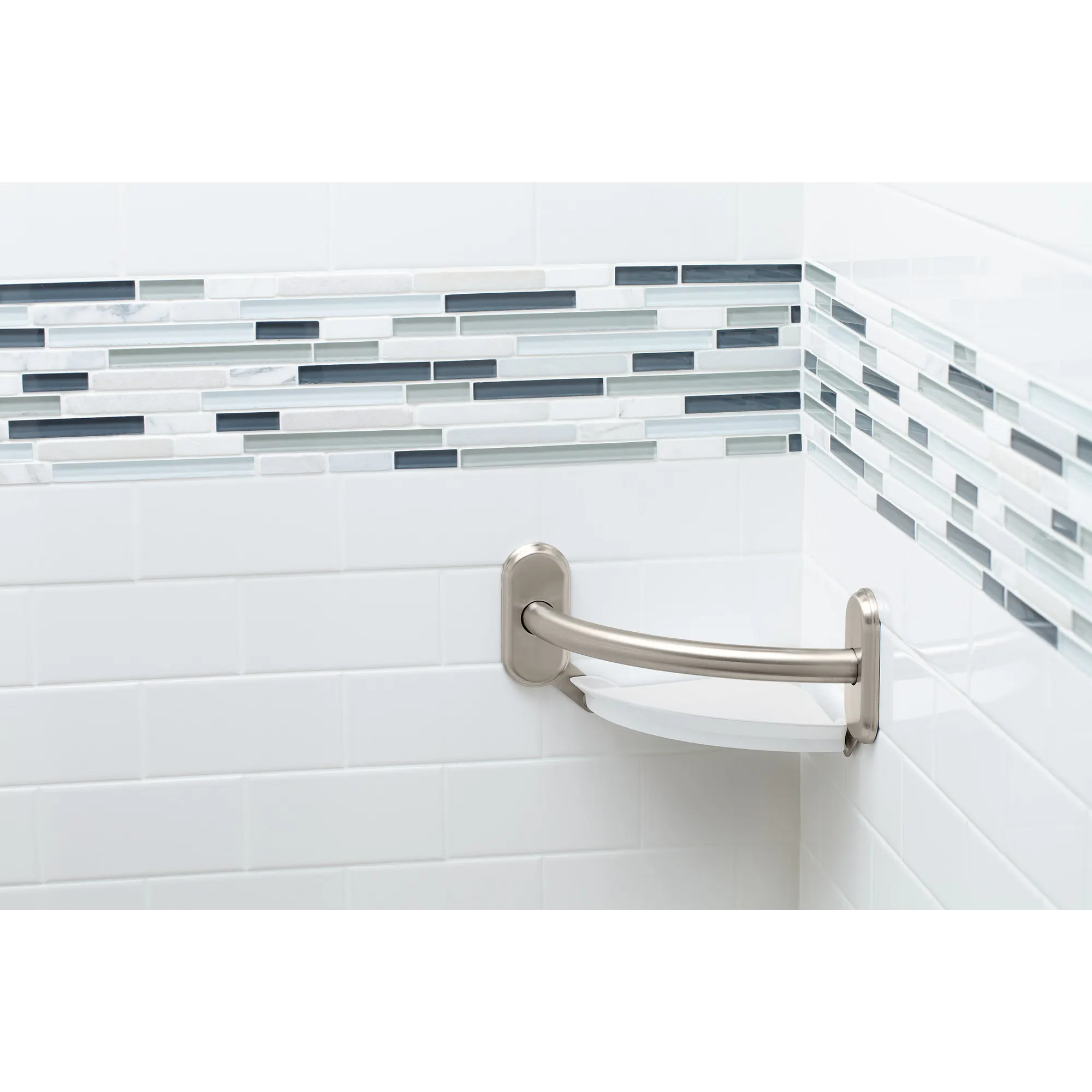 Chrome 9" Grab Bar with Corner Shelf - Image 8