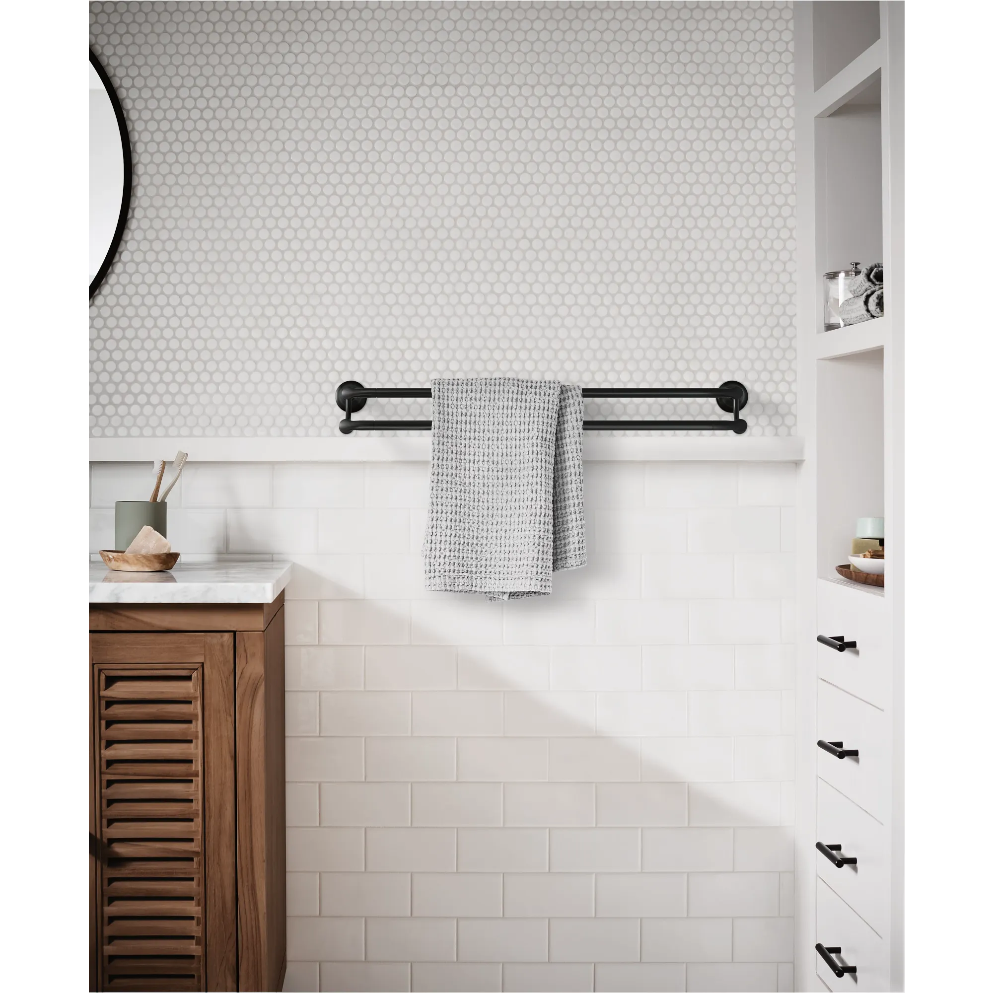 Hilliard Matte black 24" double towel bar - Image 3