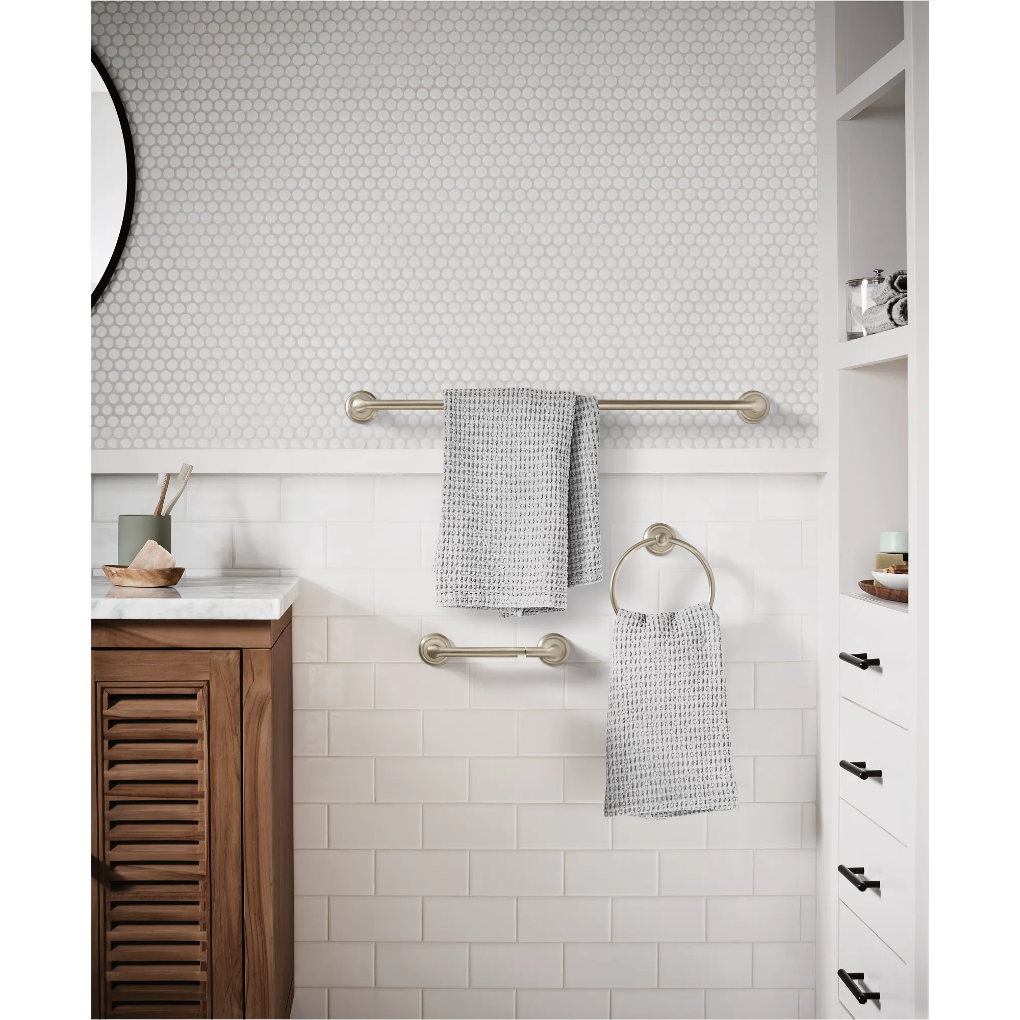Hilliard Chrome pivoting paper holder towel bar towel ring - Image 6