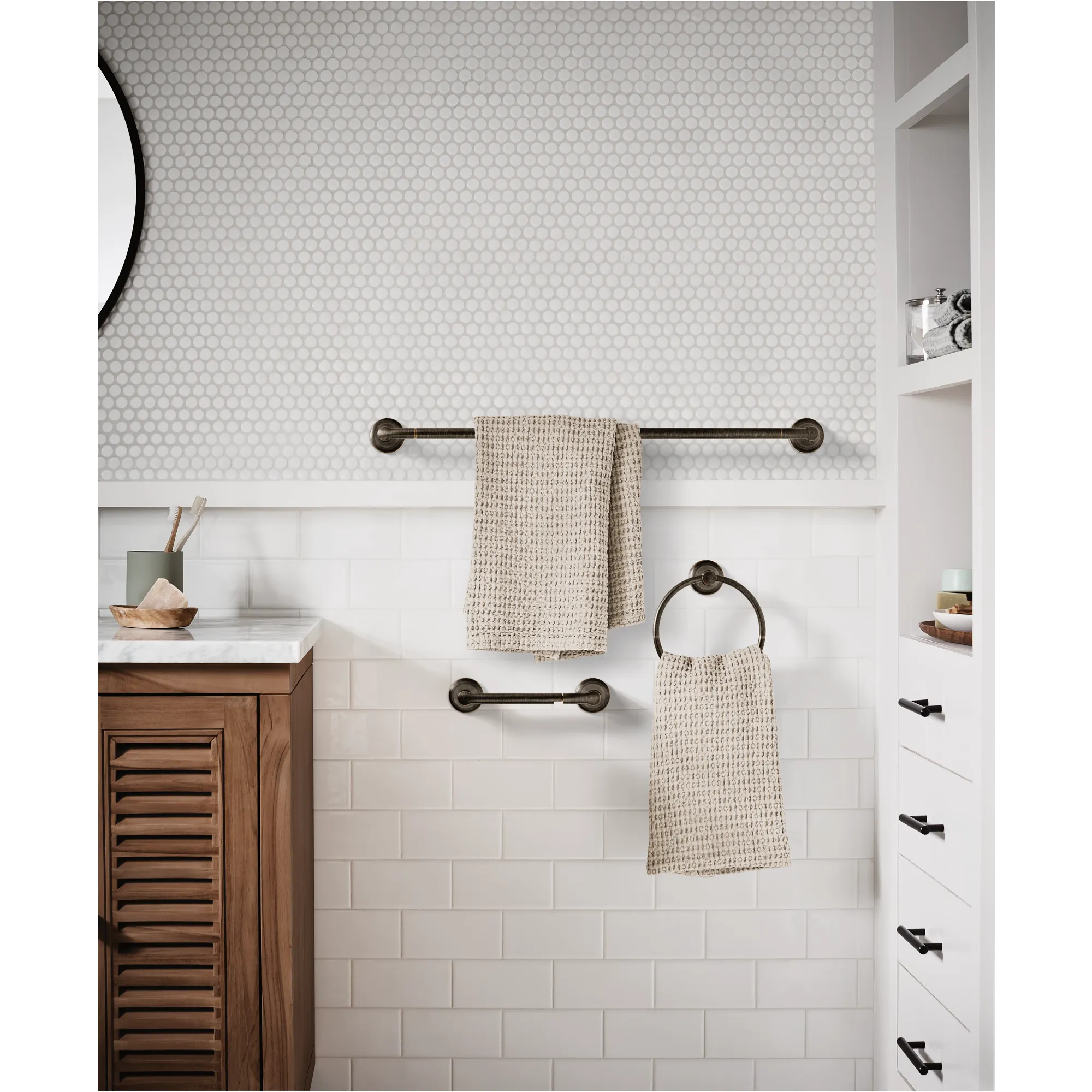Hilliard Chrome pivoting paper holder towel bar towel ring - Image 8