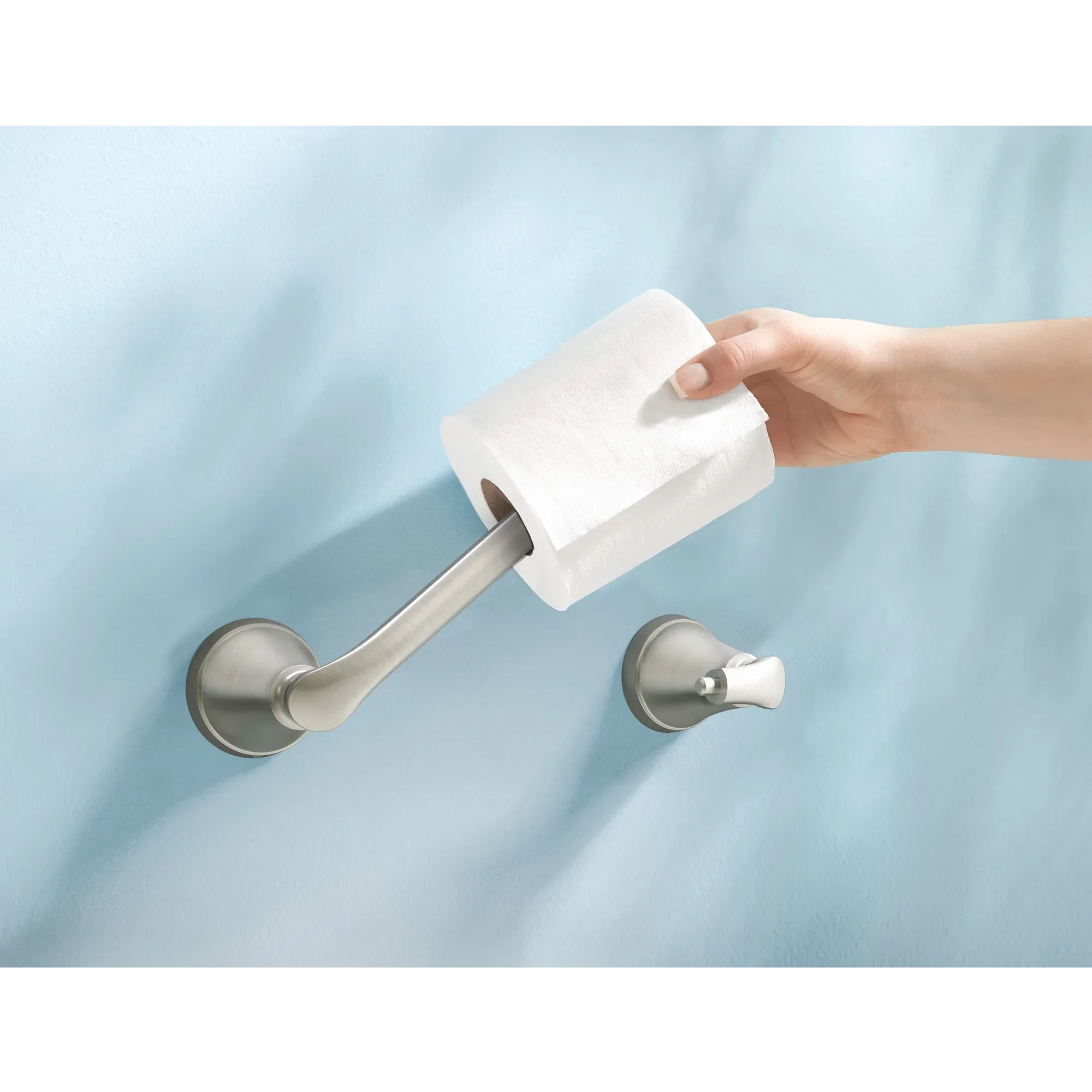 Tiffin Brushed Nickel Pivoting Toilet Paper Holder - Image 3