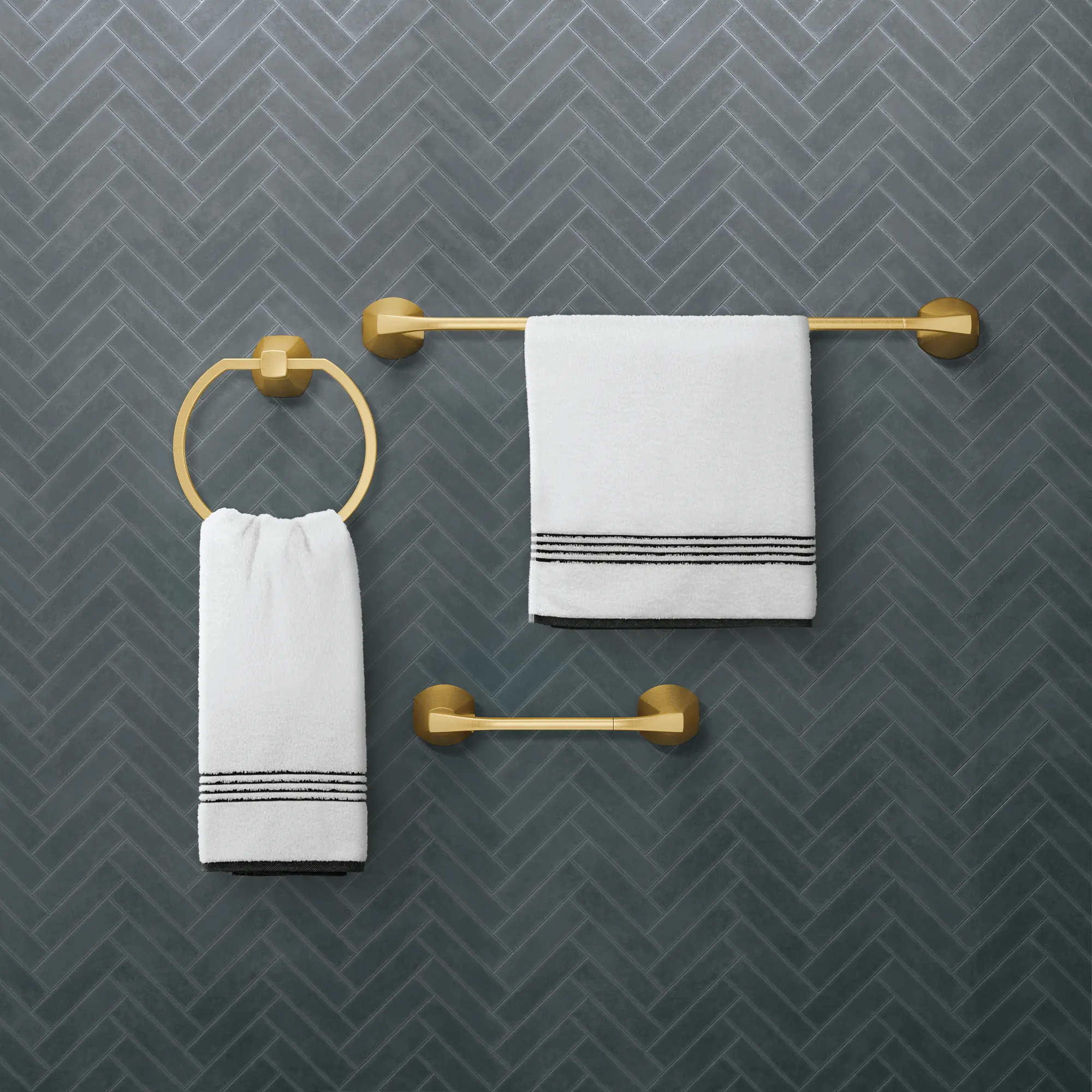 Lindor 3 Pc Kit: Pivoting Paper Holder, Towel Bar & Towel Ring - Image 7