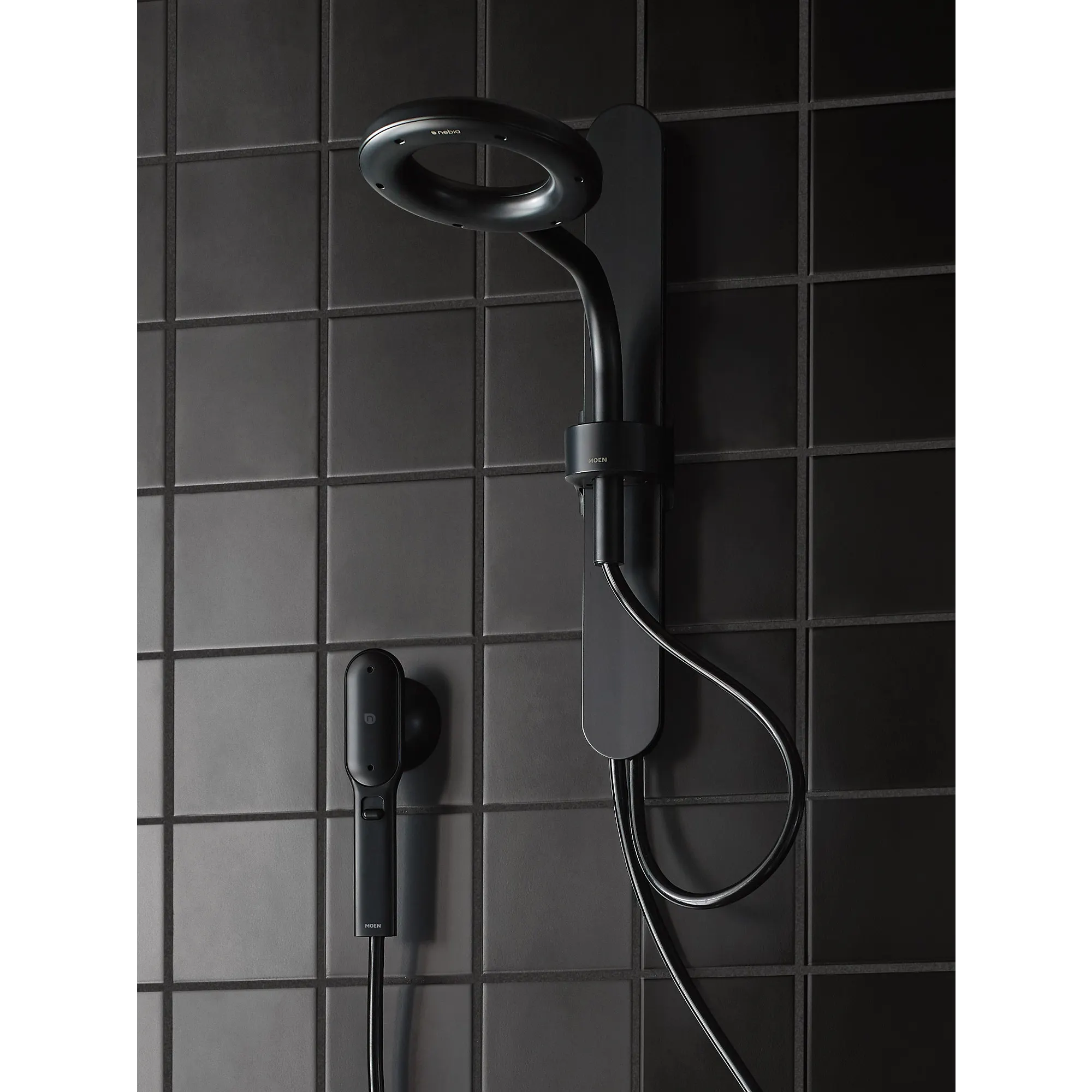 Moen Spa Shower Matte Black Two-Function 7.9" Diameter Spray Head Standard With Handshower - Image 2